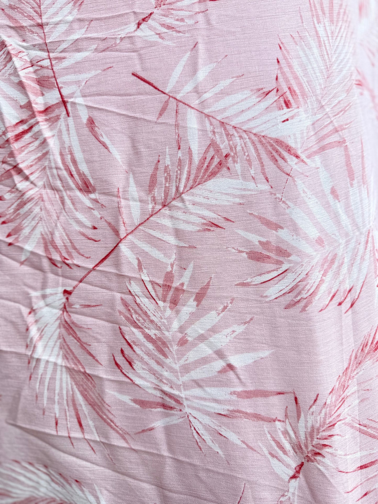 Pink Mauve Island Resort Palm Leaf Print Rayon Crepe Woven "Alana"