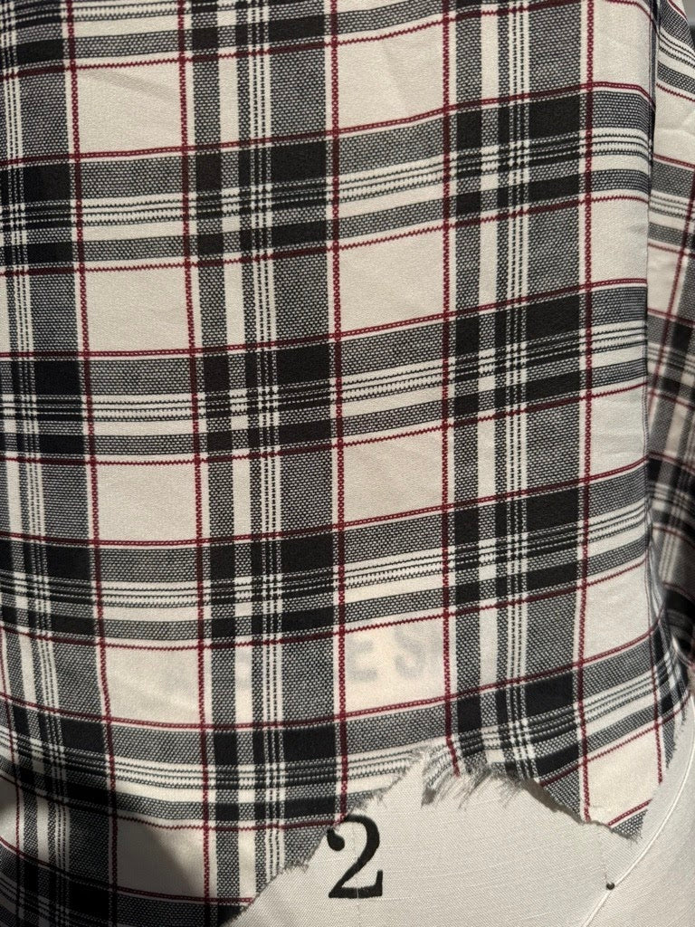White Gray Black Red Plaid Polyester Woven "Teen Spirit"