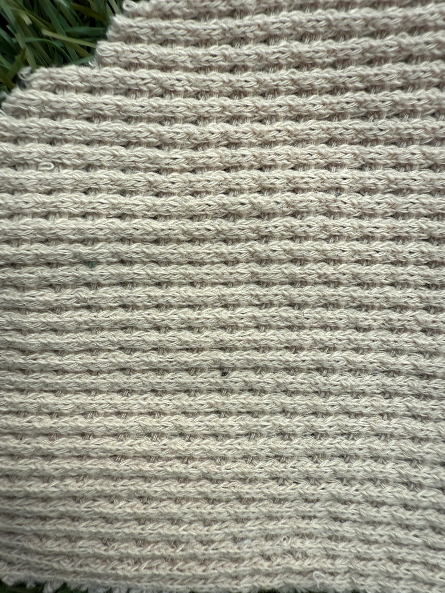 Beige Tan Cotton Thick Waffle Thermal Knit "Iced Latte"