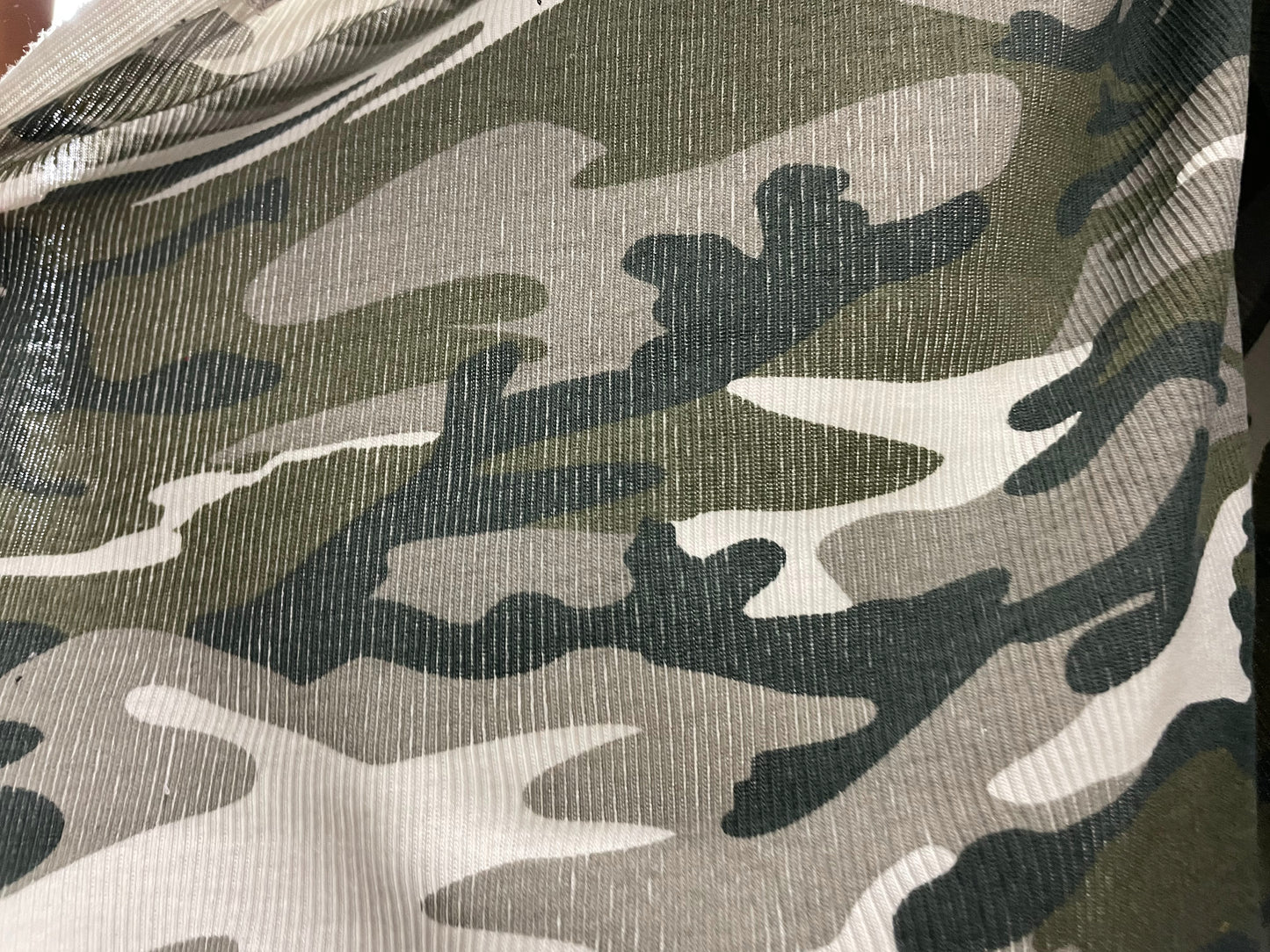 Green White Gray Black Camo Cotton Rib Knit "GI Jessica"