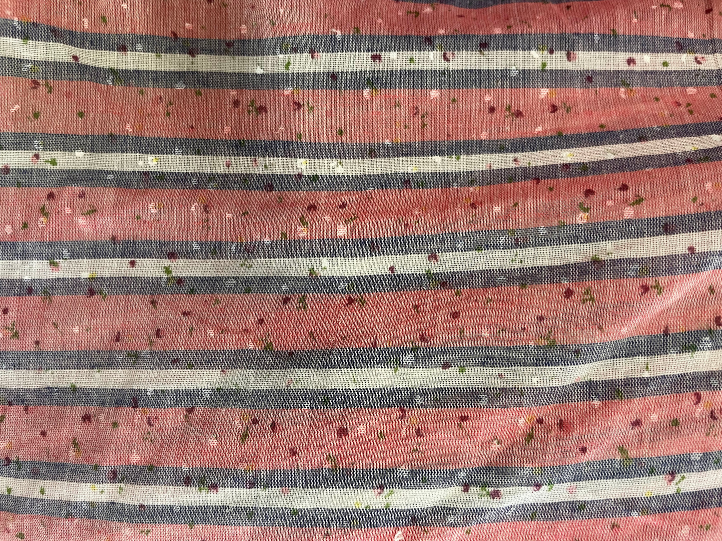 Pink White Blue Green Speckle Stripe Cotton Voile Woven "Confetti Composition"