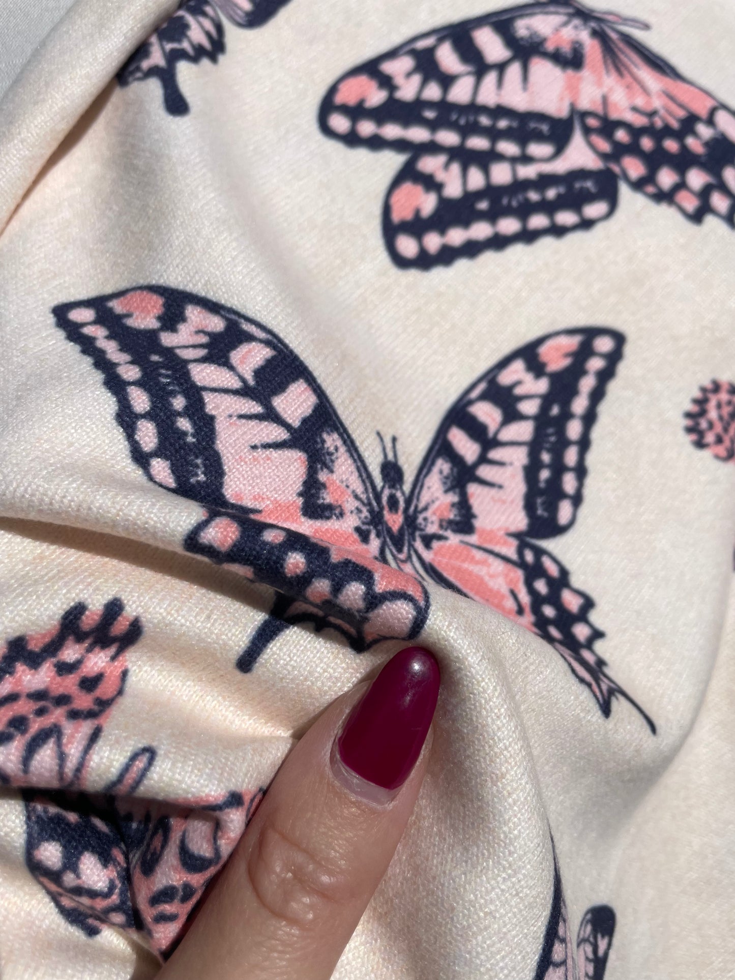 White Pink Butterfly Hacci Sweater Knit "Bubblegum Butterfly"