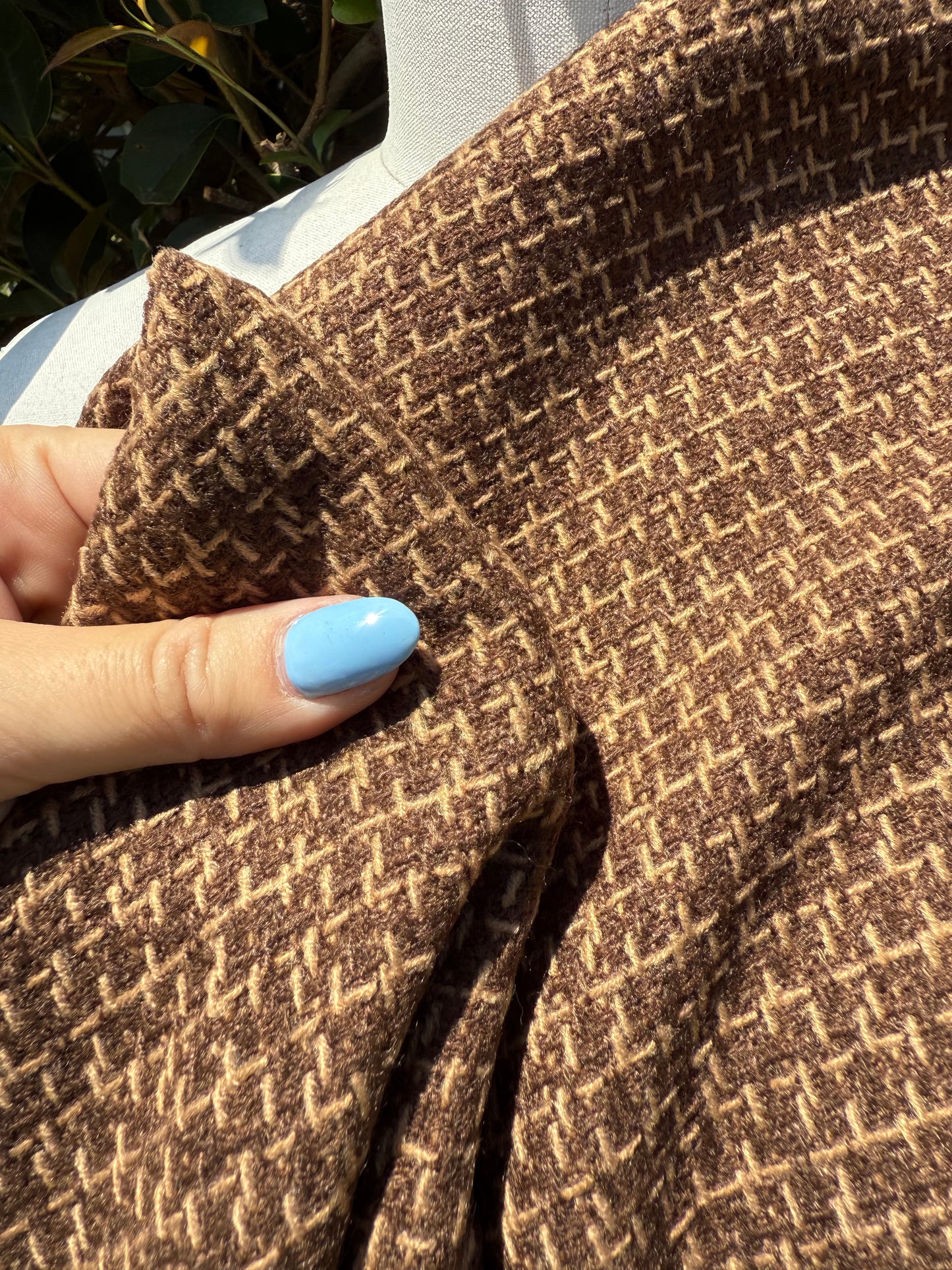Brown Speck Tan Wool Polyester Flannel "Out With Oli”