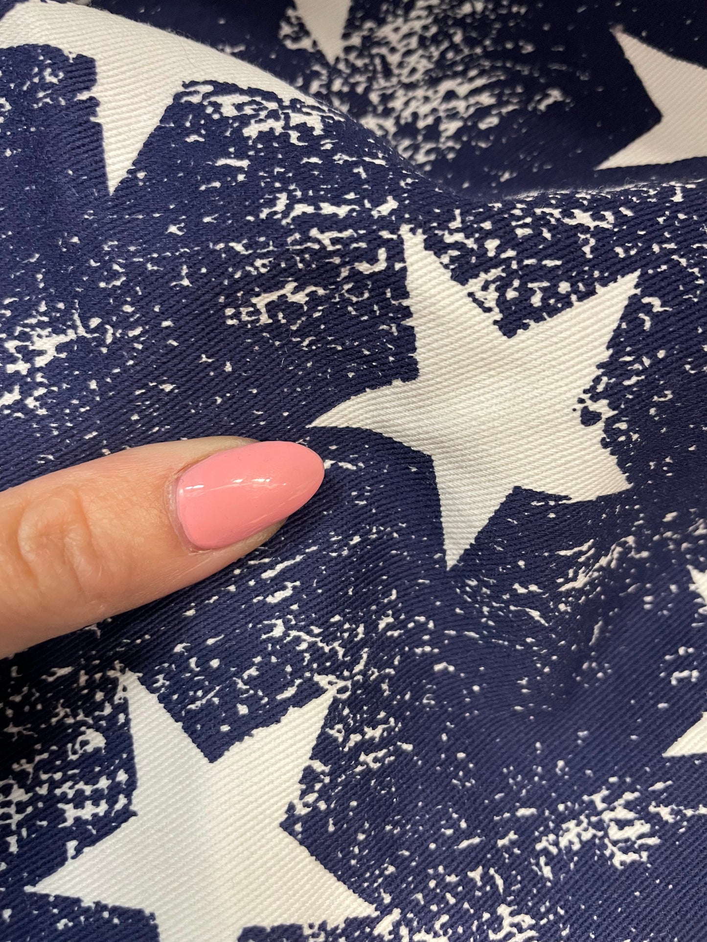 Navy Blue White Stars Distressed Cotton Twill "Old Shiner"