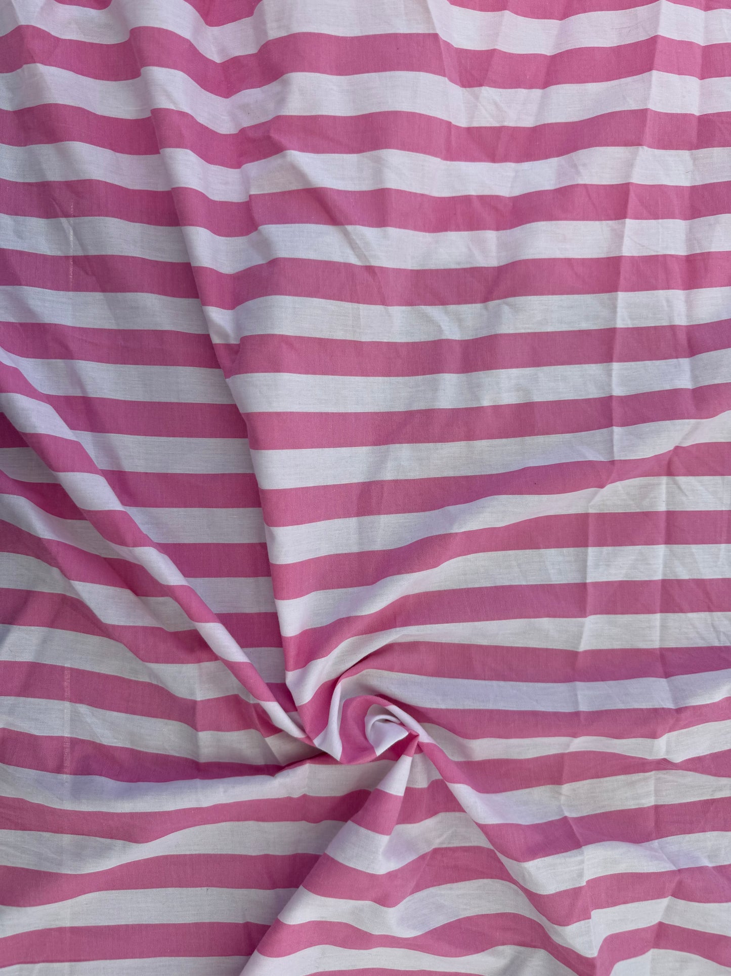 Pink White 1” Vertical Stripe Cotton Poplin “Bubblegum Beach”