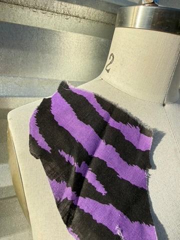 Purple Black Zebra Animal Stripe Cotton Poplin Shirting Woven "Zebra Punk"
