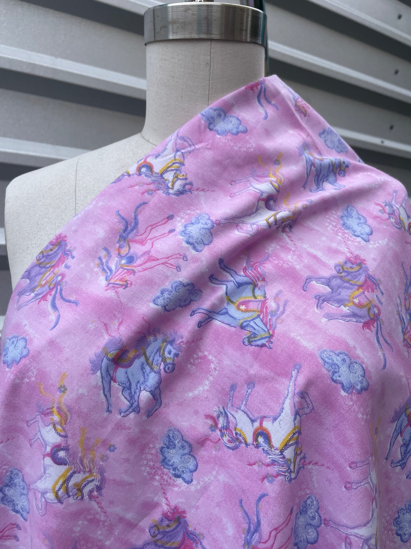 Pink Purple Unicorn Cloud Print Cotton Poplin "True Magic"