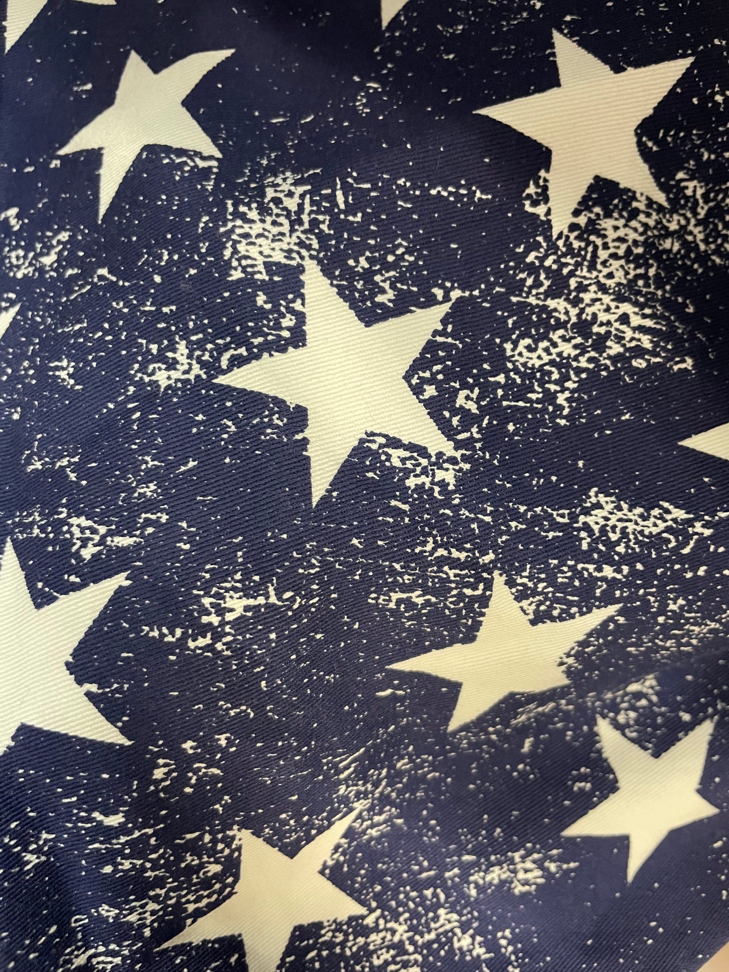 Navy Blue White Stars Distressed Cotton Twill "Old Shiner"