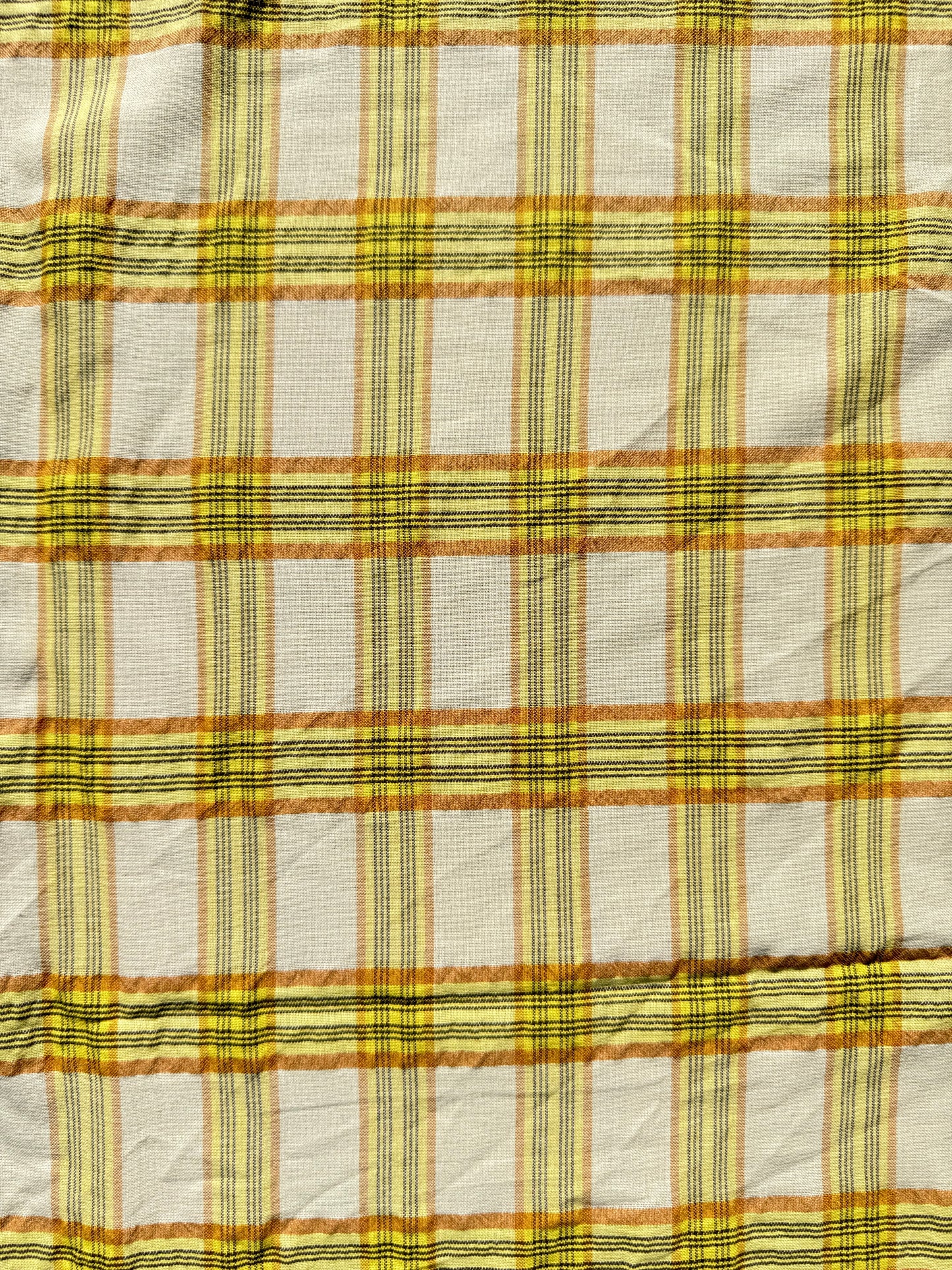 Yellow Orange Plaid Cotton Voile Shirting Woven "Corn Field"
