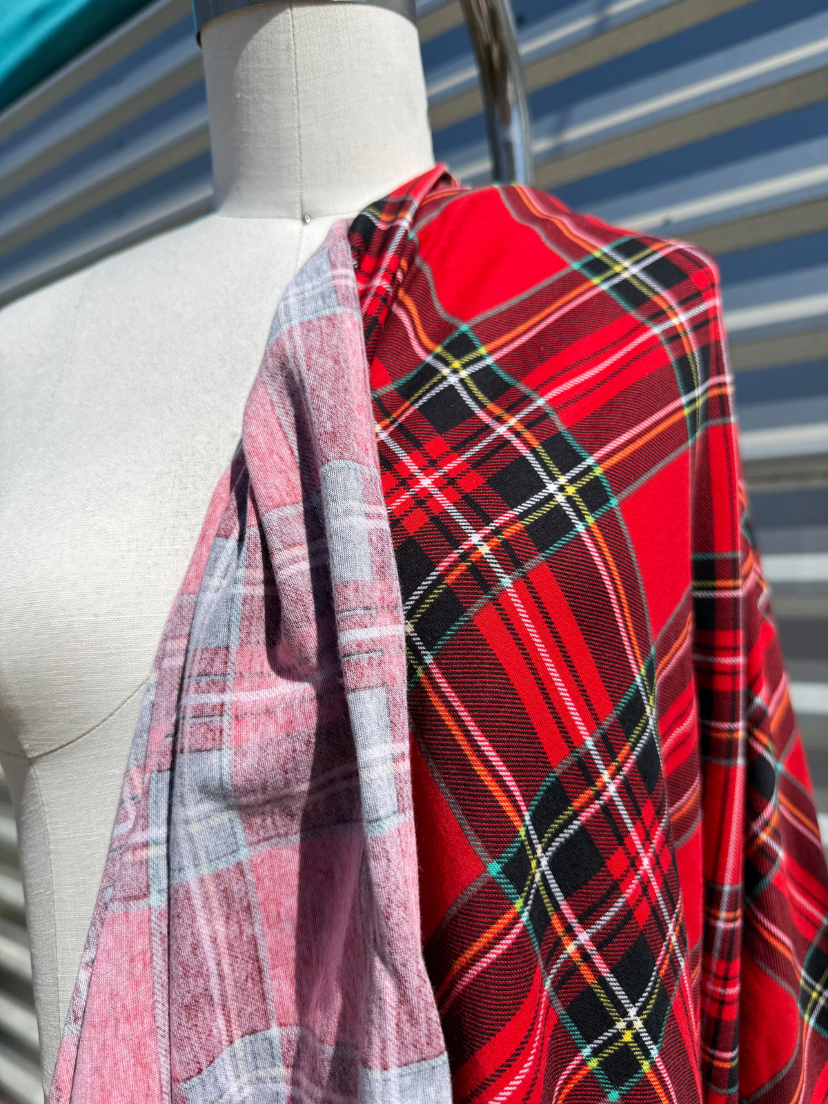 Red Black Tartan Plaid Cotton Spandex Jersey “Sid”