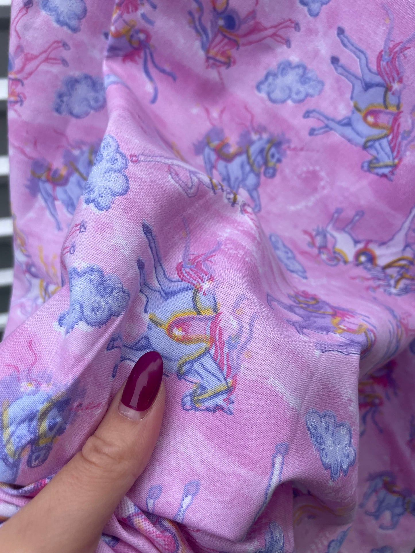 Pink Purple Unicorn Cloud Print Cotton Poplin "True Magic"