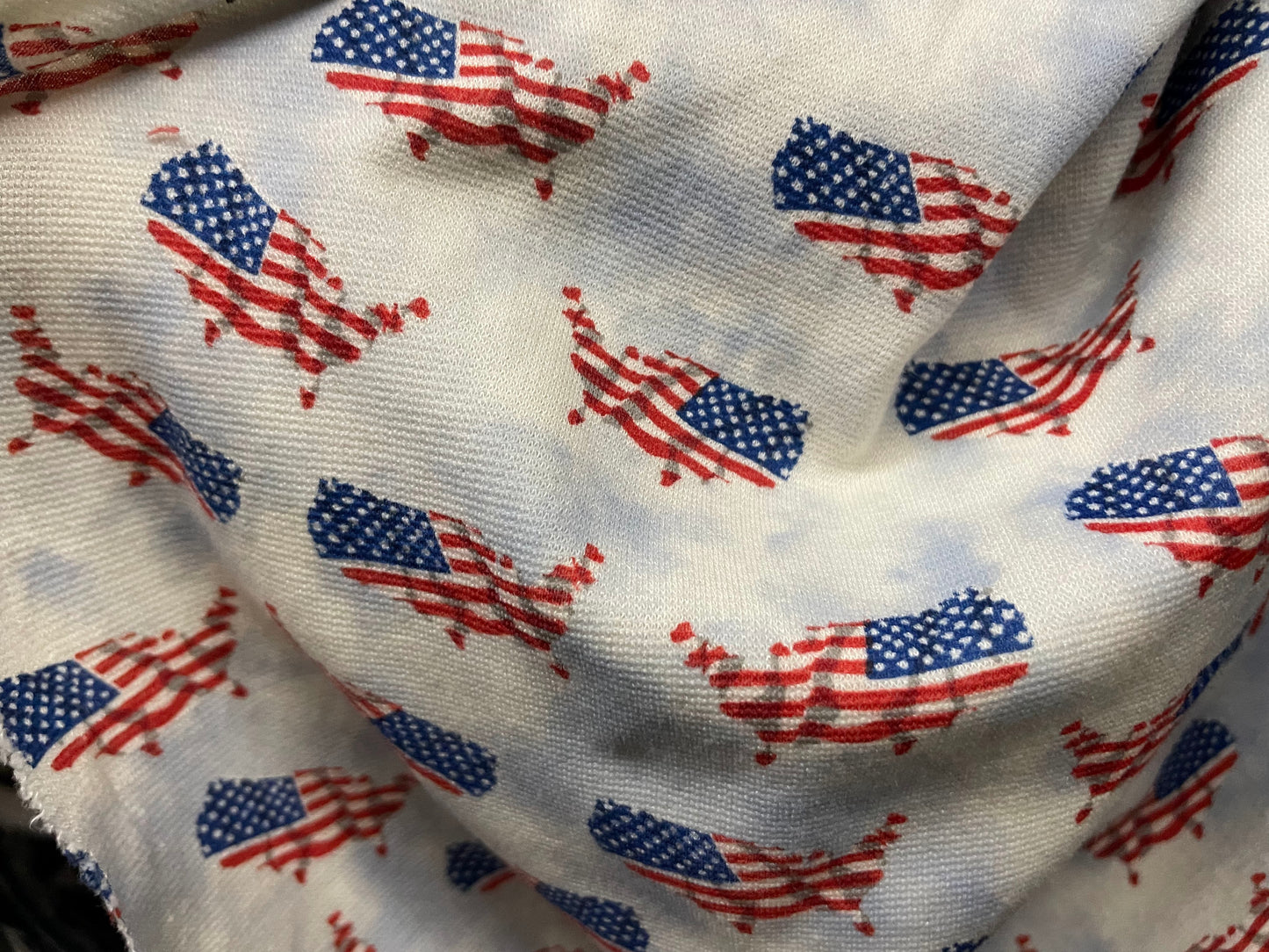White Red Blue patriotic Star Stripe USA Polyester Spandex Ponte Knit "United Dream"