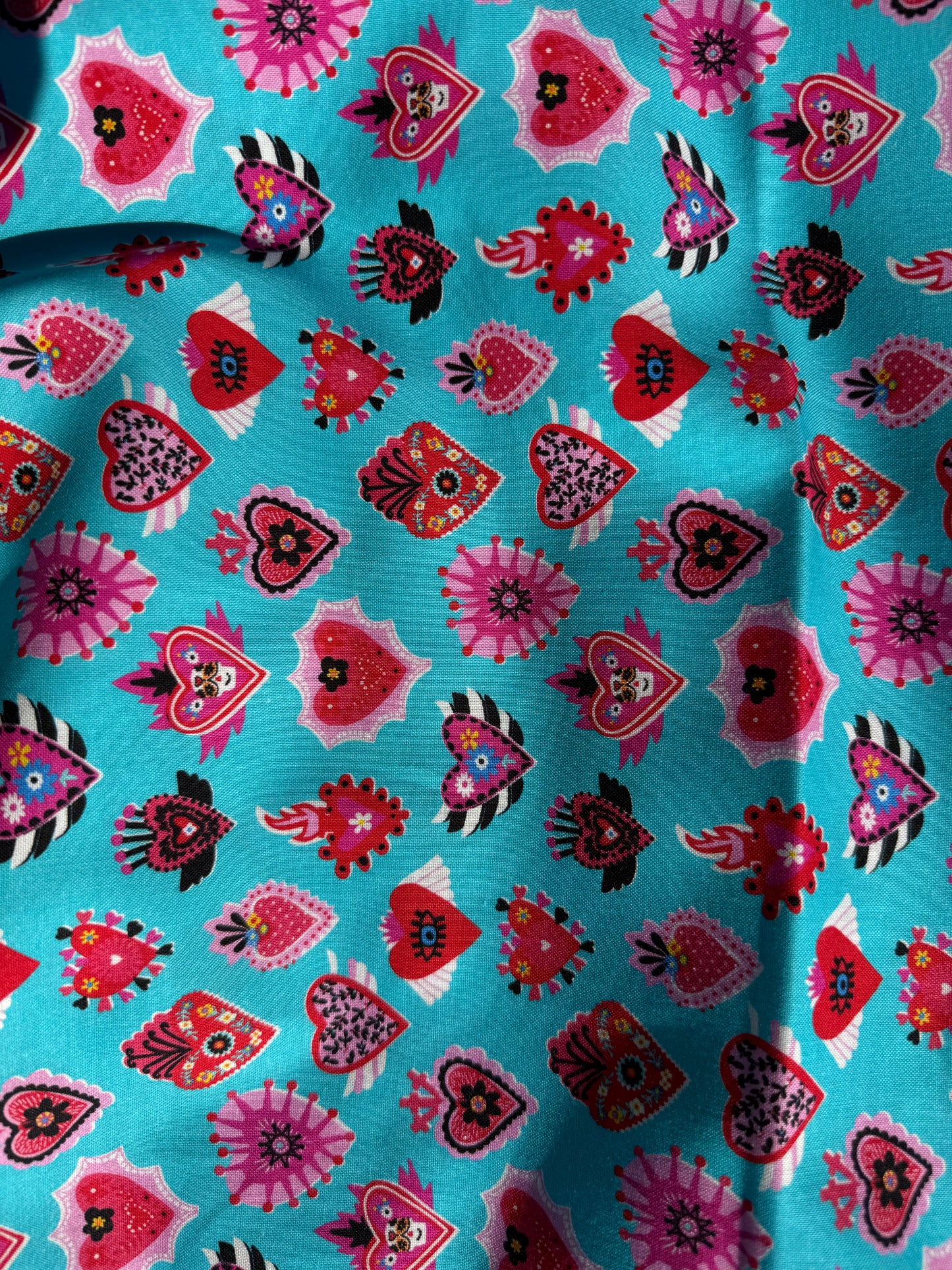 Blue Red Pink Black Yellow White Heart Eyes Wings Floral Skeleton Cross Fire "Mystic Flames of the Heart"