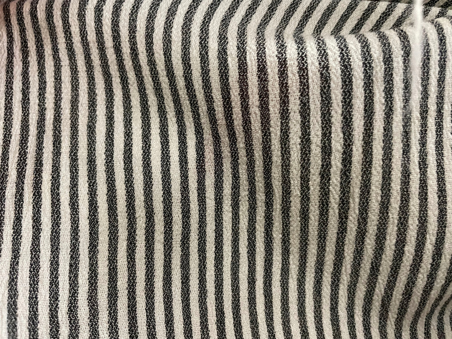 Faded Navy White Vertical Stripe Vintage Sheer Rayon Georgette Woven "French Breeze"