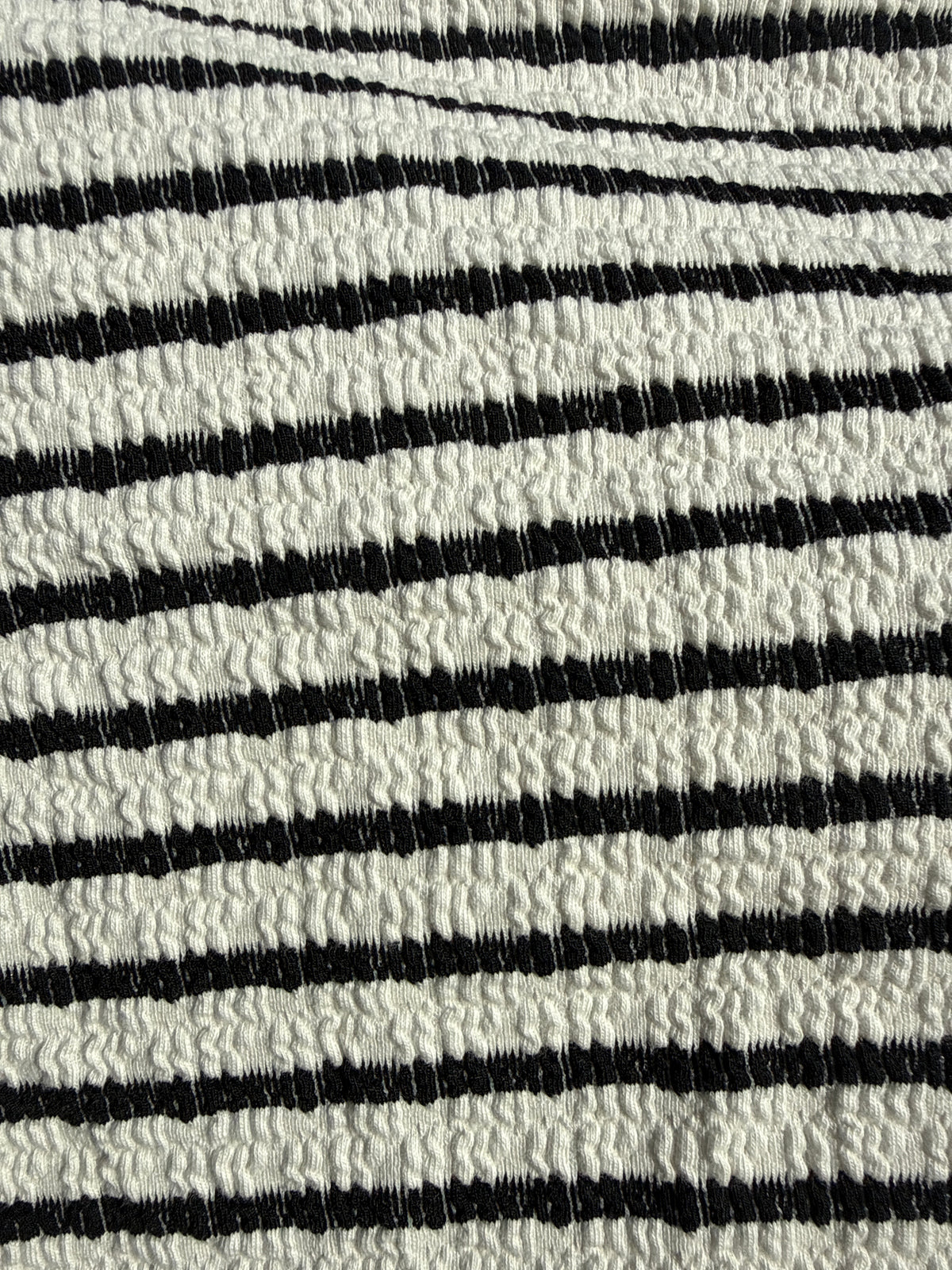 Black White Stripe Smocked Rayon Spandex Knit “Izzy”