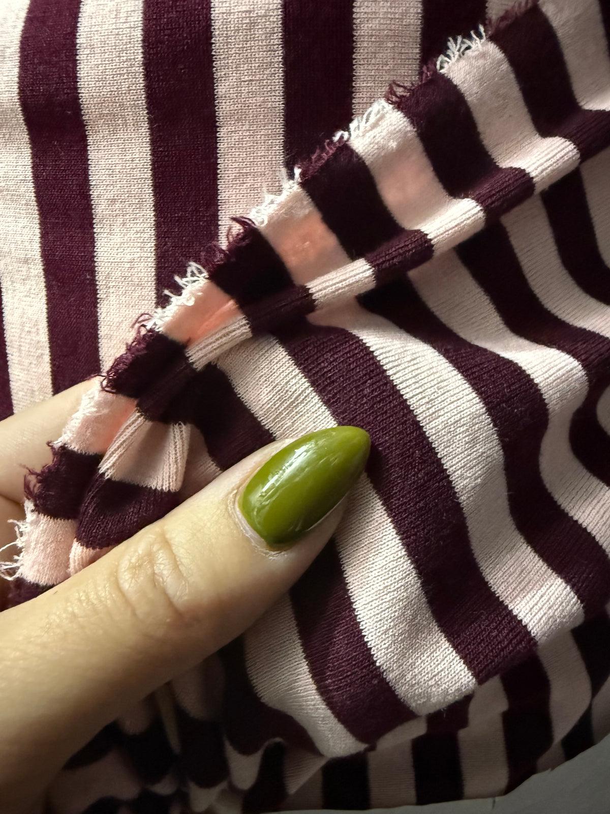 Burgundy Pink Stripe Rayon Spandex Jersey "Winter Raspberry”