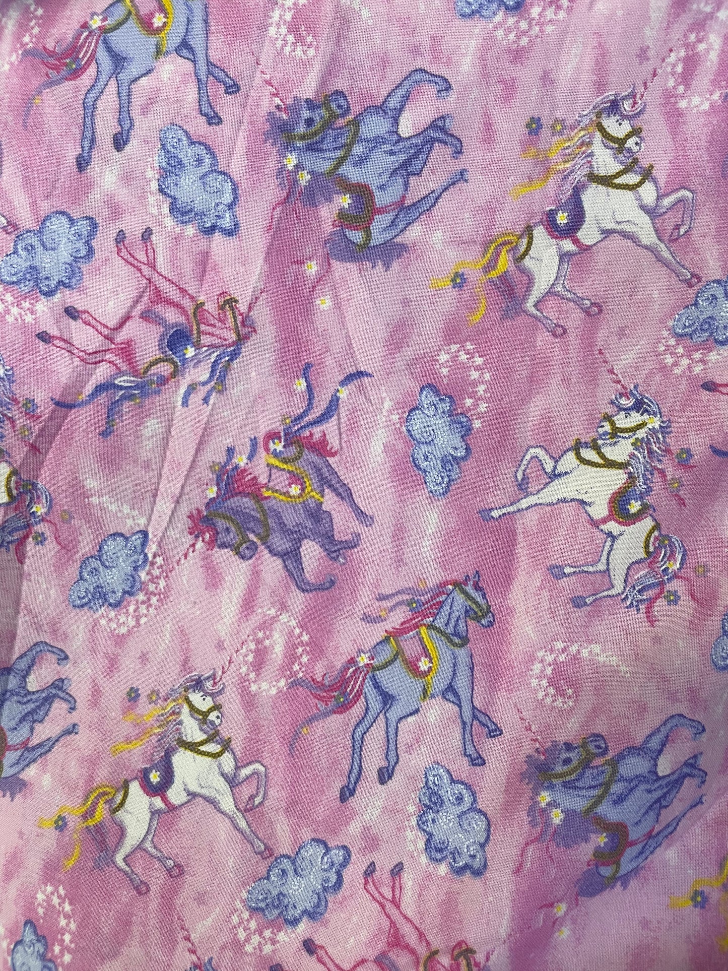 Pink Purple Unicorn Cloud Print Cotton Poplin "True Magic"