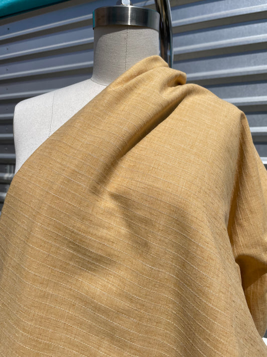 Golden Yellow Cotton Voile Chain Stich Stripe "Golden Morning"