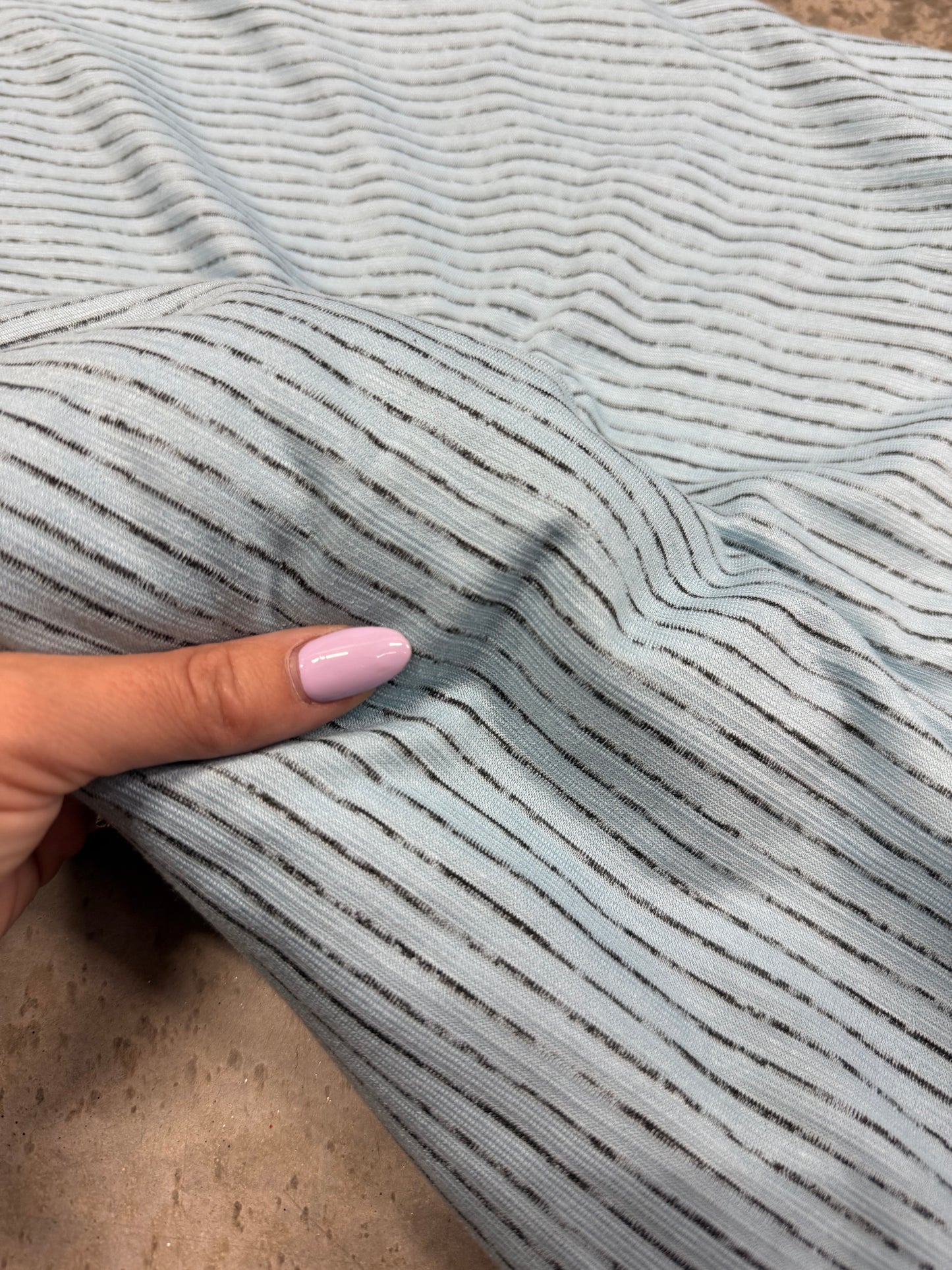Blue Black Stripe Rayon Spandex Jersey Knit "Lake"