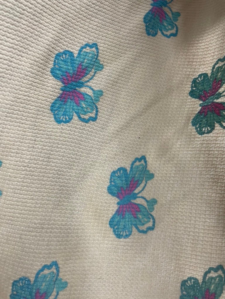 Blue Purple White Butterfly Vintage Cotton Thermal Knit "Darling Flutters"