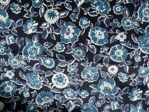 Navy Blue Floral Cotton Woven "Teatime with Nana"