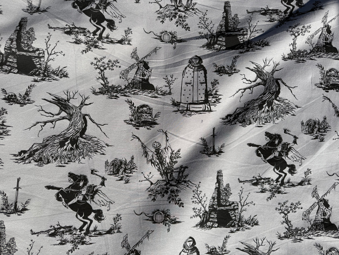 Grey Black Sleepy Hallow Pumpkin Headless Horseman Halloween Cotton/spandex Jersey “Sleepy Hallow”
