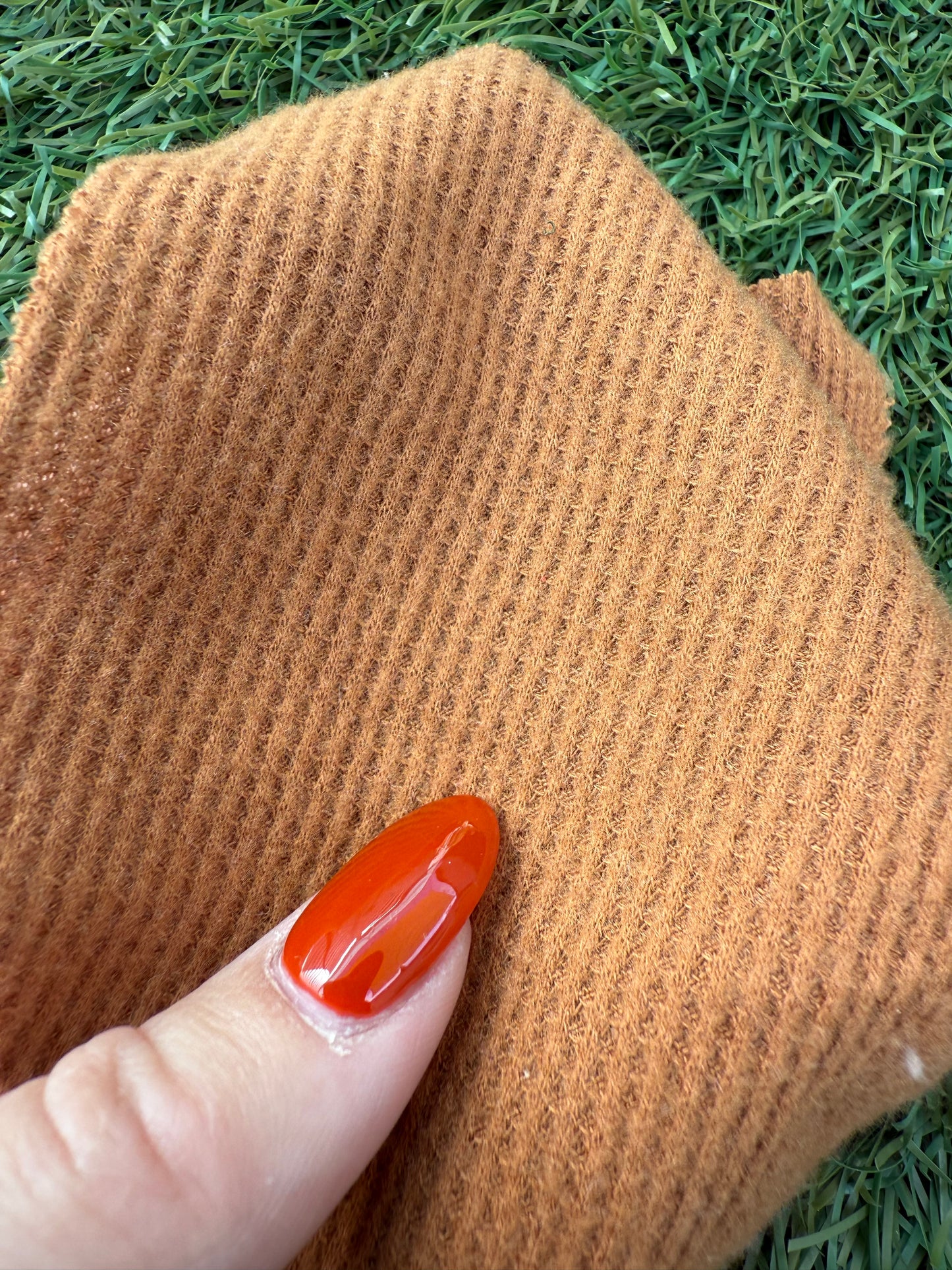 Rust Brown Small Brushed Cotton Mini Waffle Thermal Knit "Gingerbread"