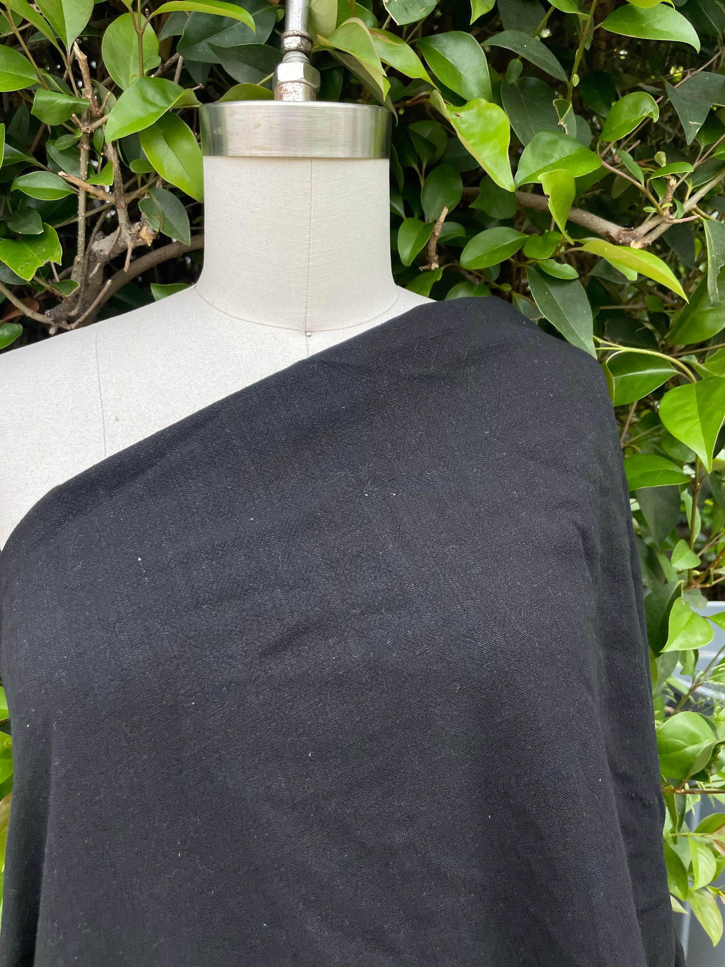 Black Linen Rayon Blend Woven "Night Beach"