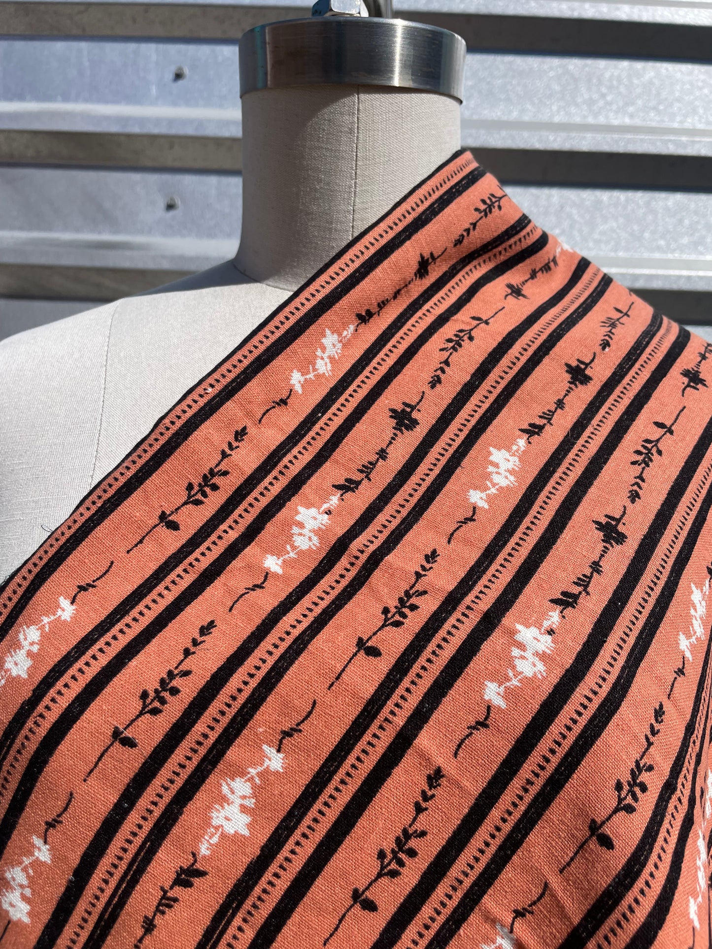 Coral Floral Cottage Core Cotton/ Linen " Peach Tree"