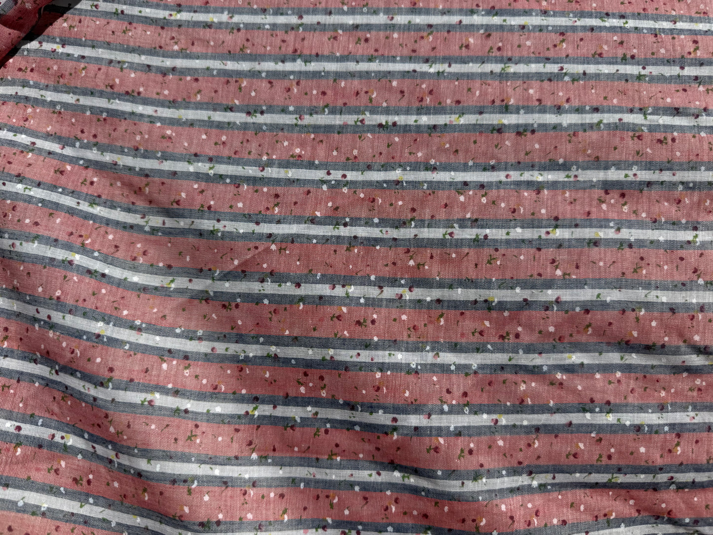 Pink White Blue Green Speckle Stripe Cotton Voile Woven "Confetti Composition"
