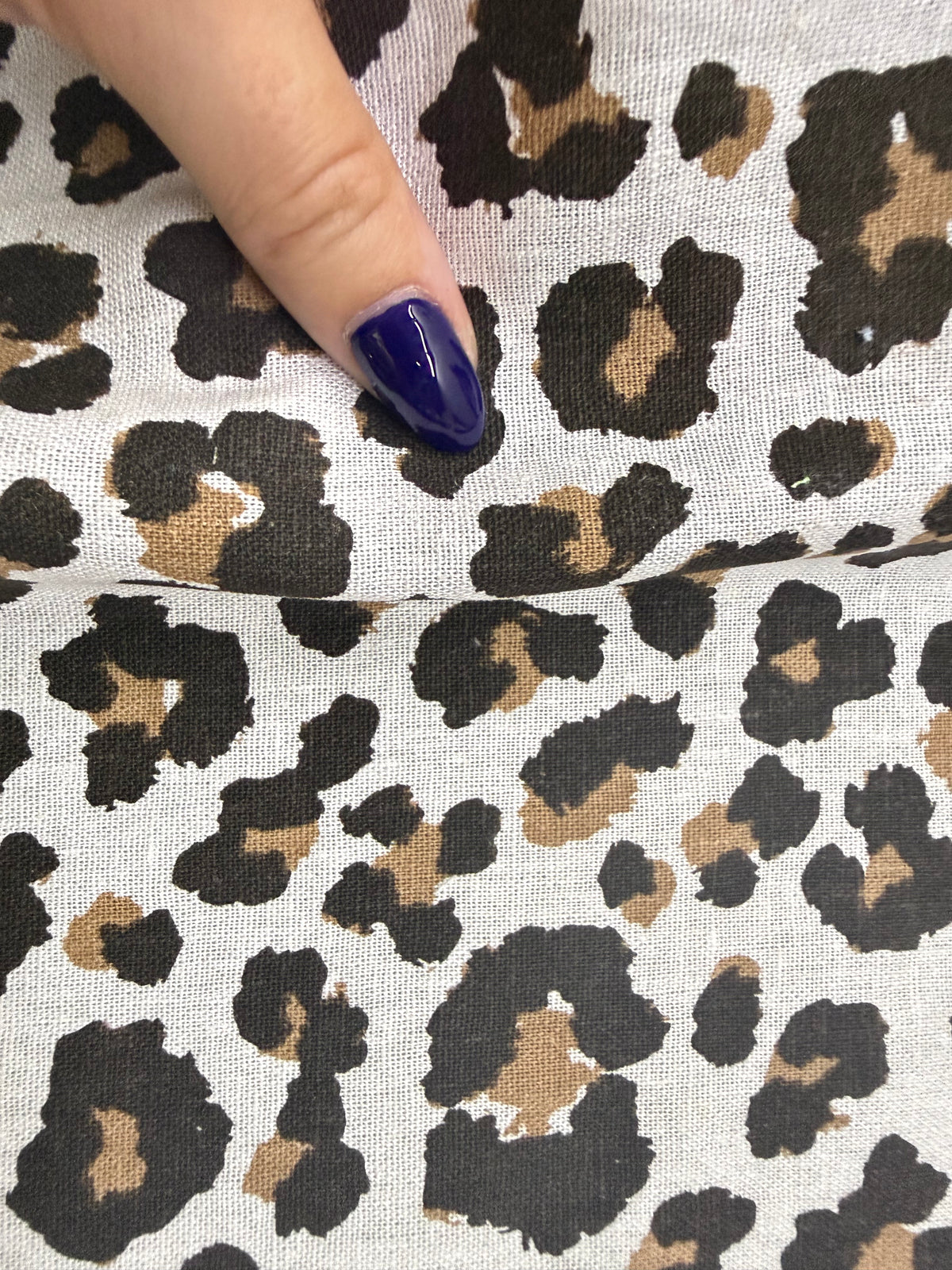 Taupe Brown Black Leopard Print Cotton Linen Fabric "Breezy Leopard “