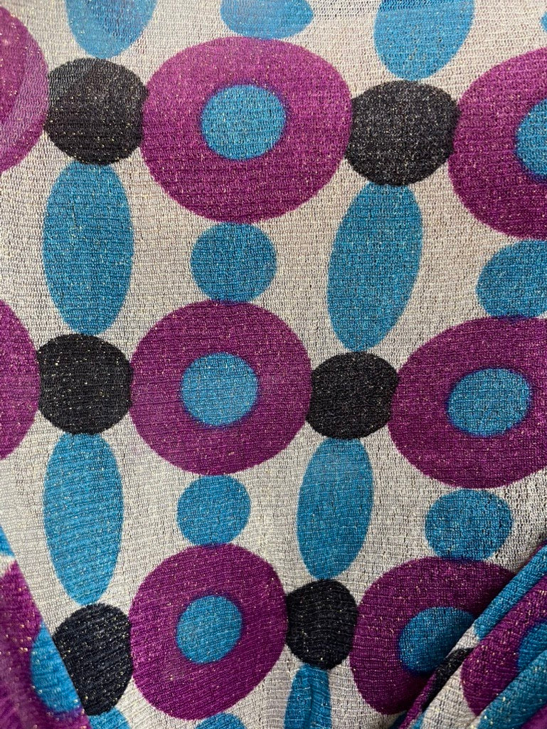 Purple Blue Black Gold Lurex Sparkle Micro Mesh Stretch Knit "Cool Disco"