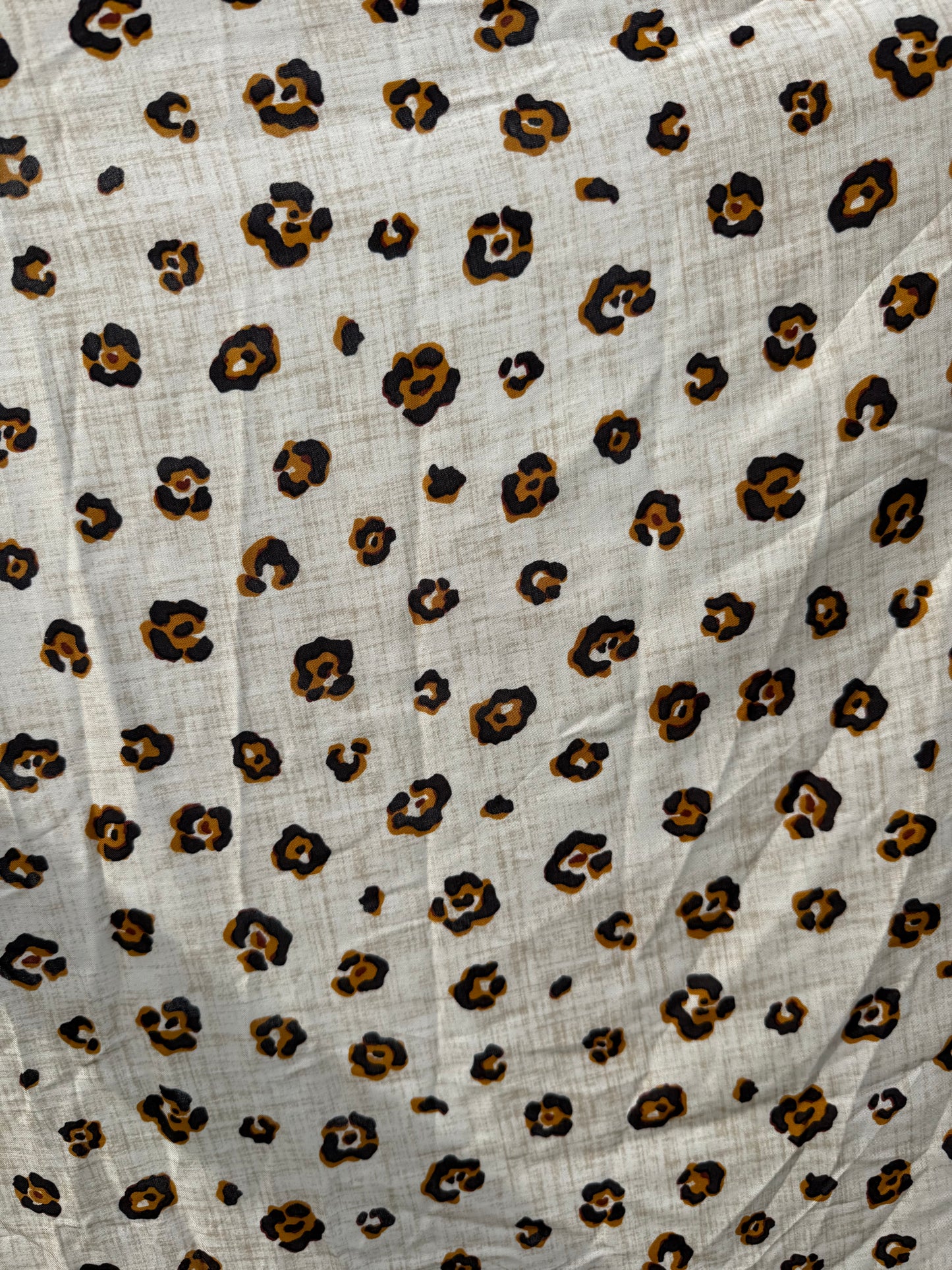 Ivory Orange Leopard Print Rayon Challis Woven "Golden Hill Leo"