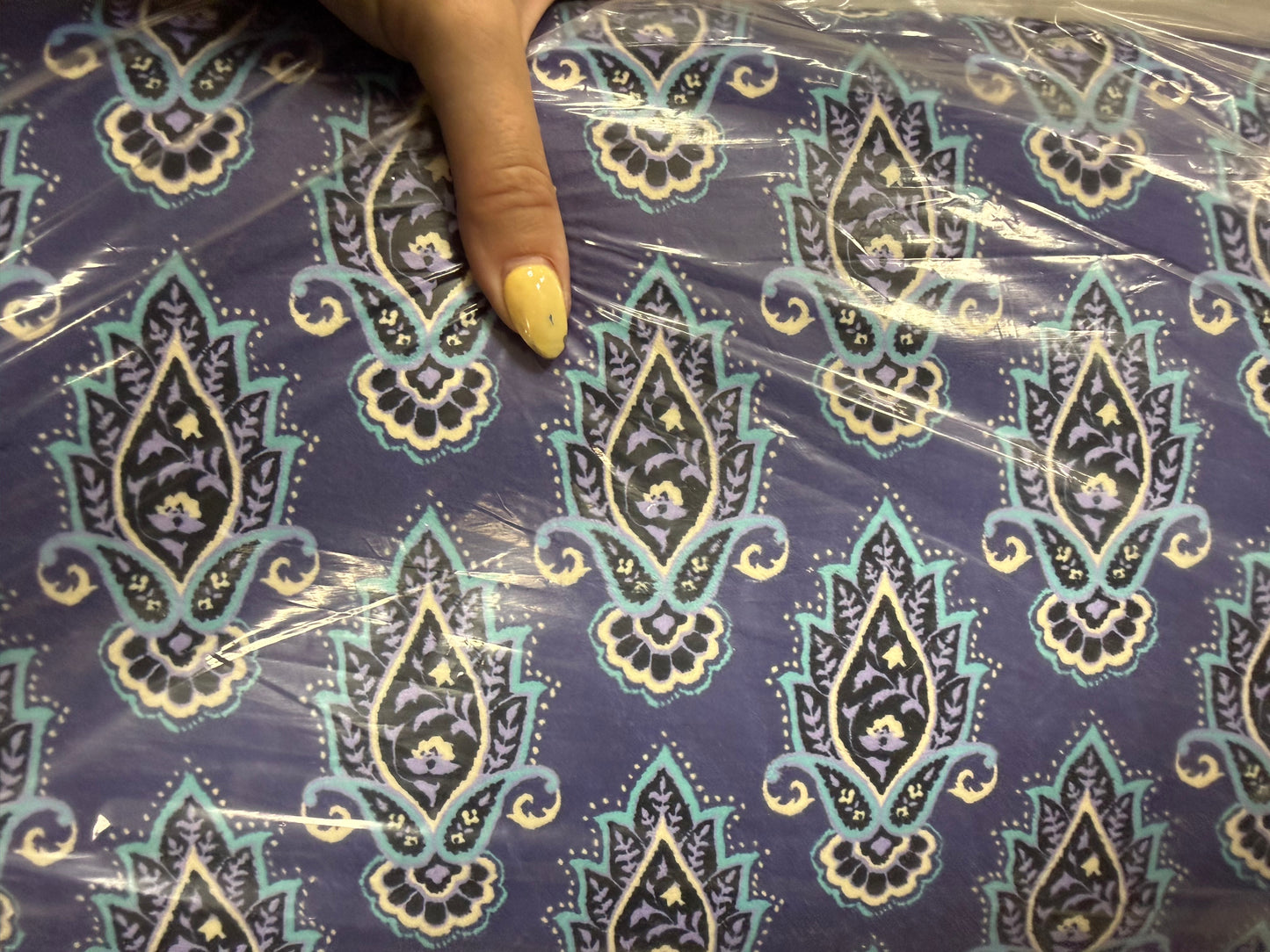 Blue Paisley Print Minky Polyester "Sapphire “