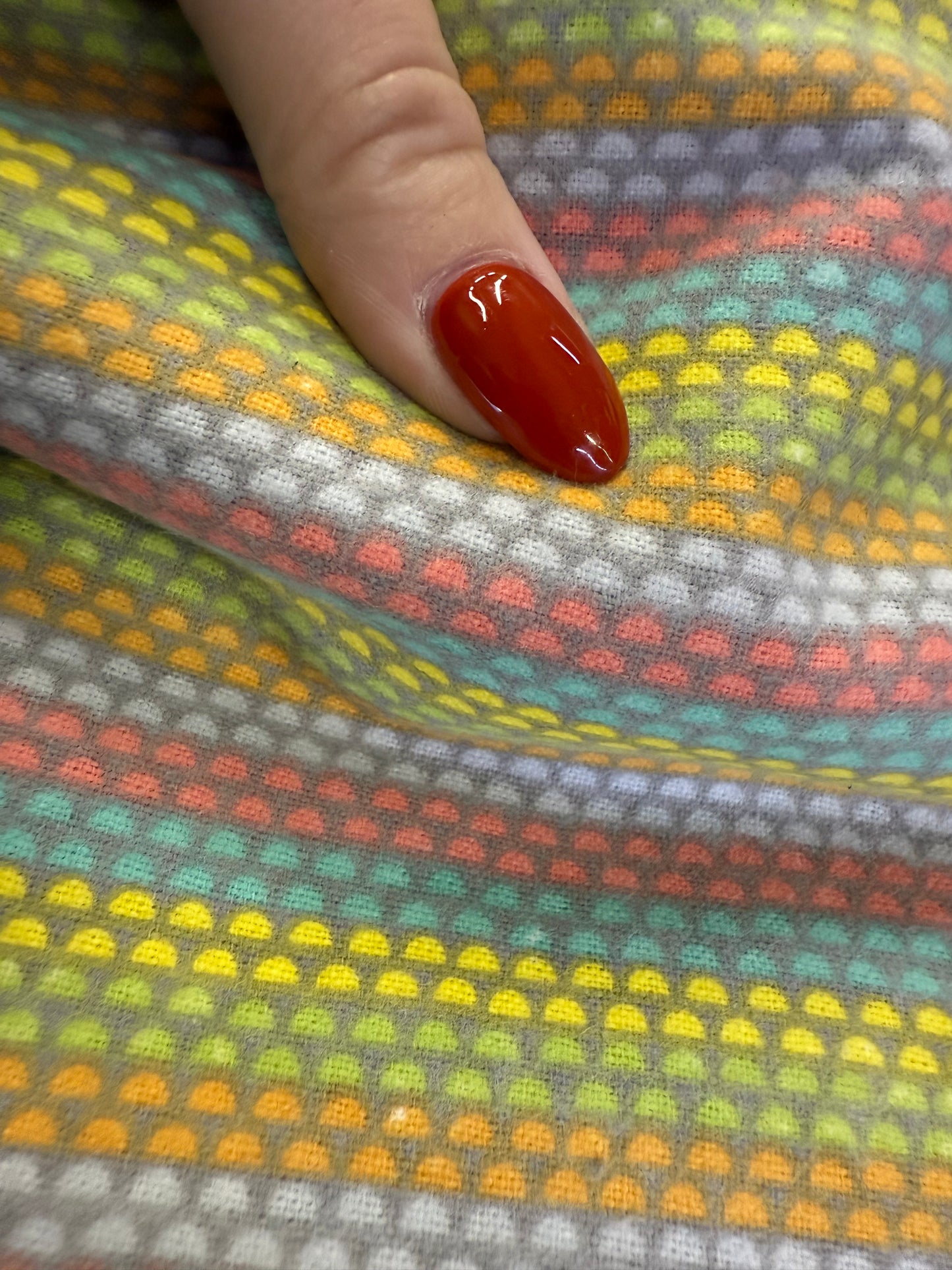 Grey Yellow Green Pastel Multi Color Mini Speck Polkadot Stripe Cotton Flannel “Baby Bumps”