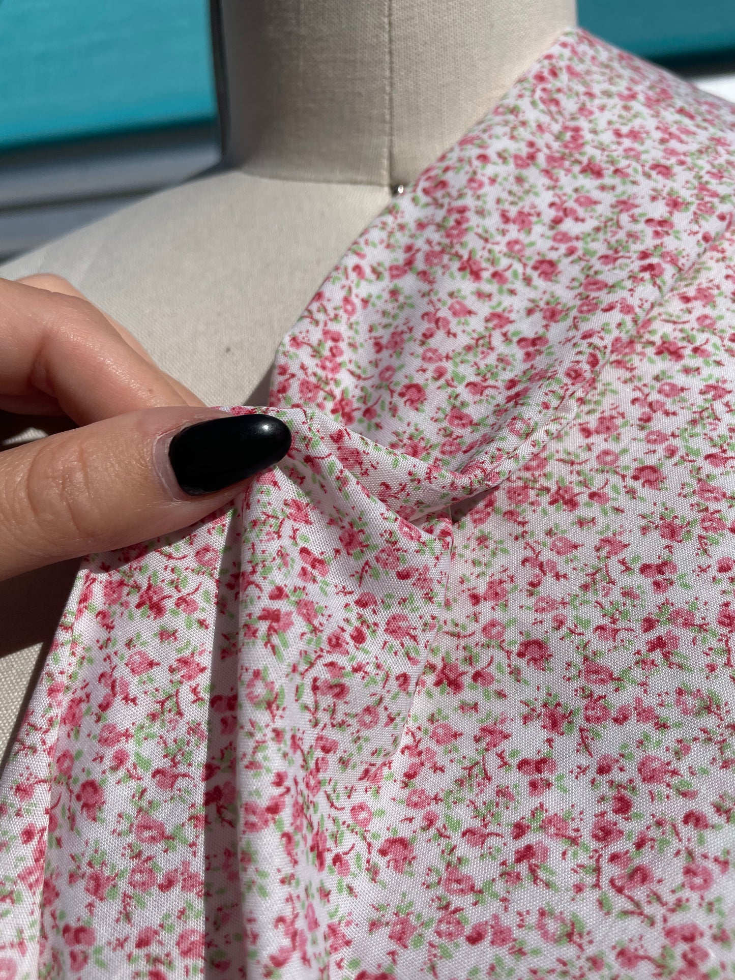 Ditsy Red Floral Cotton Polyester Lawn Cottage Core "Meadows at Sunrise"