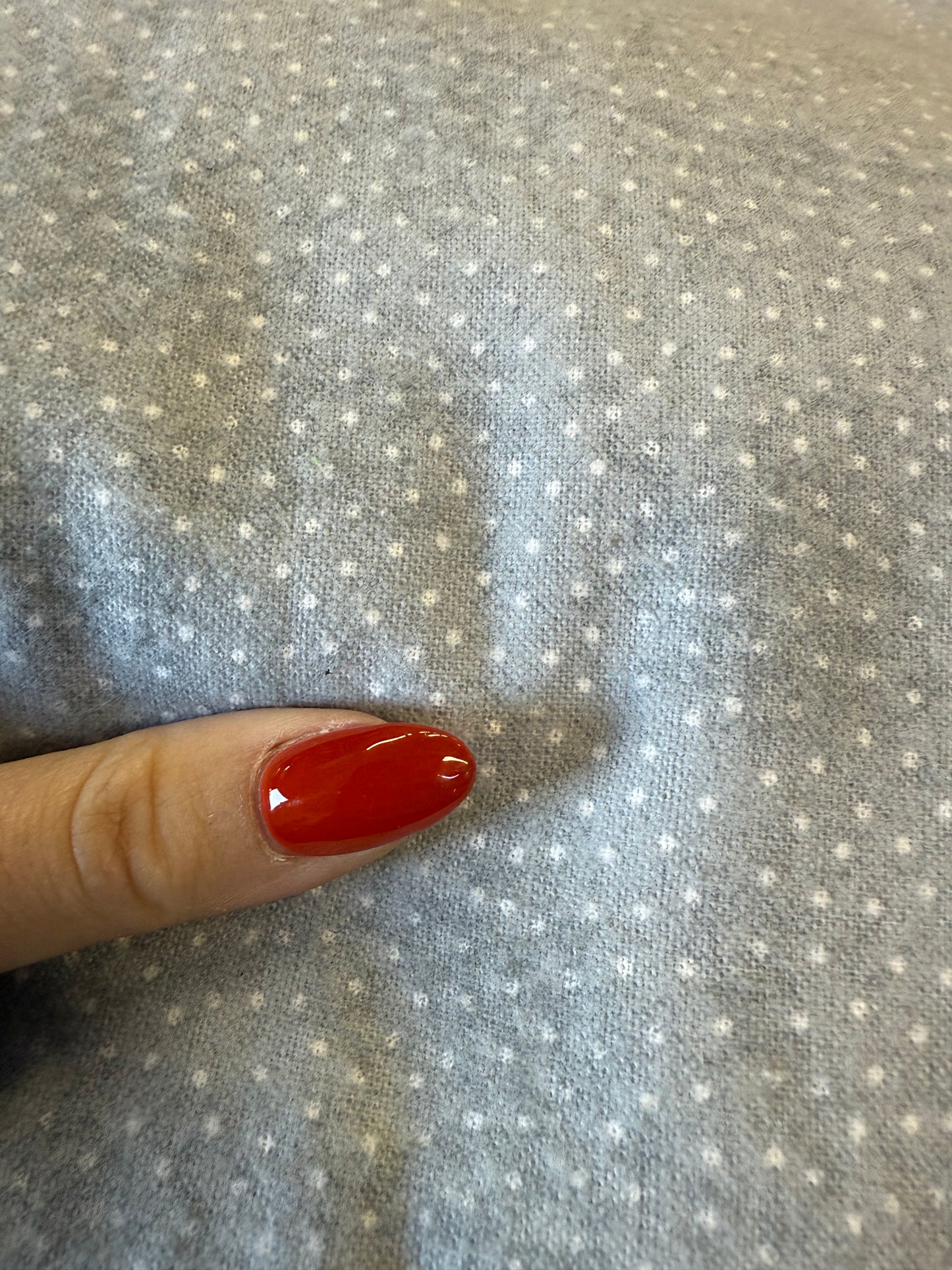 Grey White Mini Speck Polkadot Cotton Flannel “Light Fog”