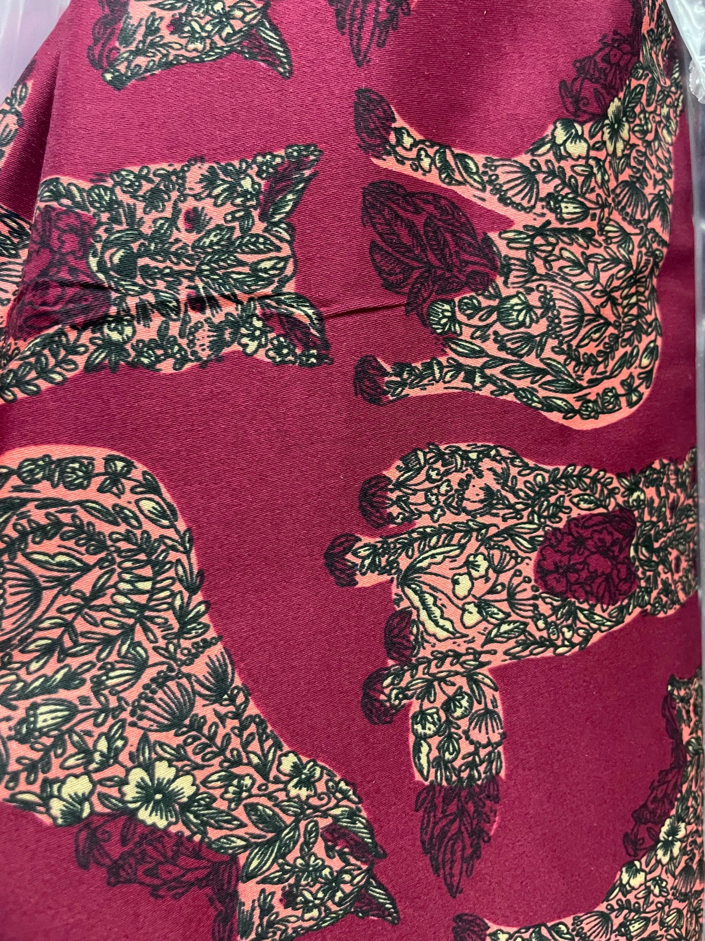 Pink Floral Fox Print Cotton Spandex Sateen Woven "Fox Bouquet"