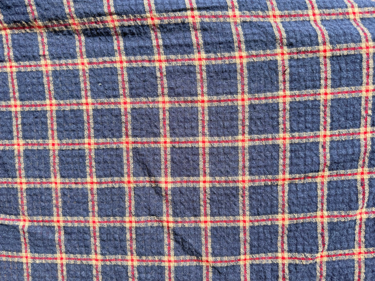 Navy Blue Gold Red Plaid Cotton Woven "Ralphie"