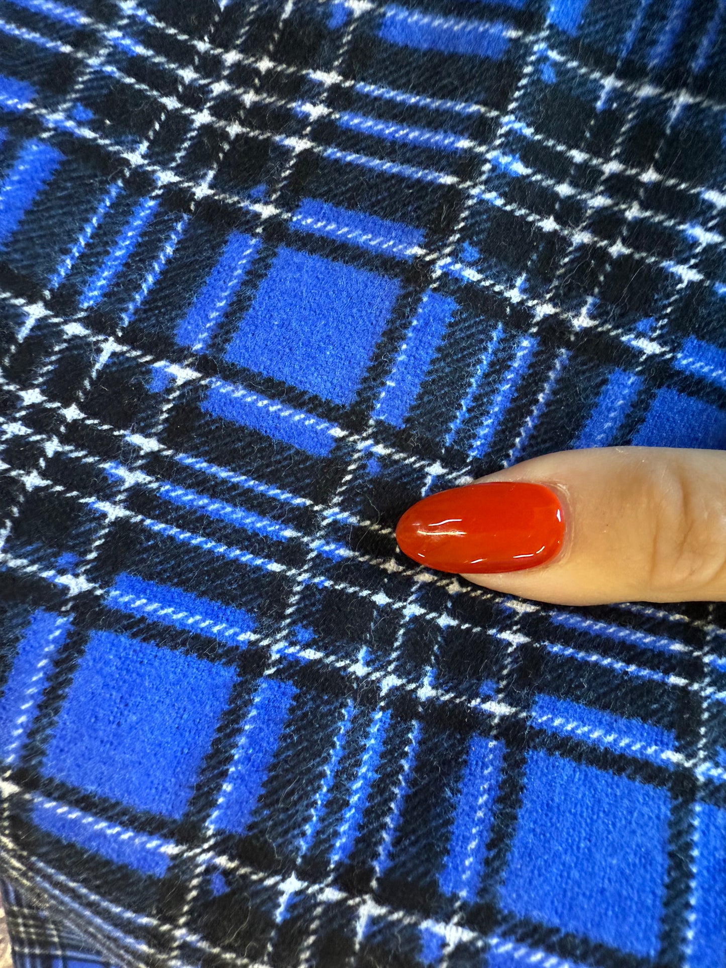 Blue Black Whire Plaid Cotton Flannel Woven “Washougal Mountain “