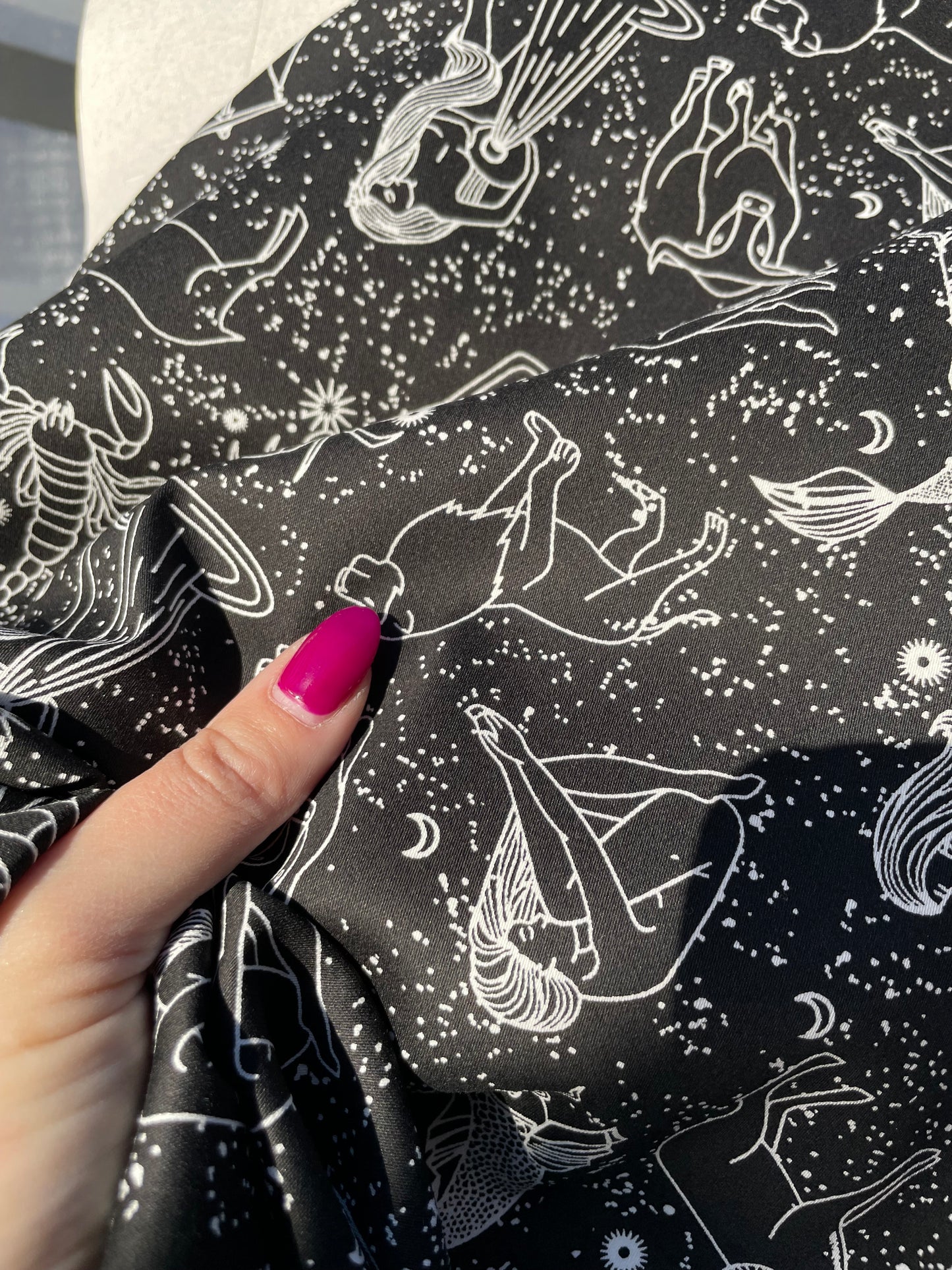 Black White Illustration Zodiac Astrology Cotton Sateen Woven “ I See My Sign”