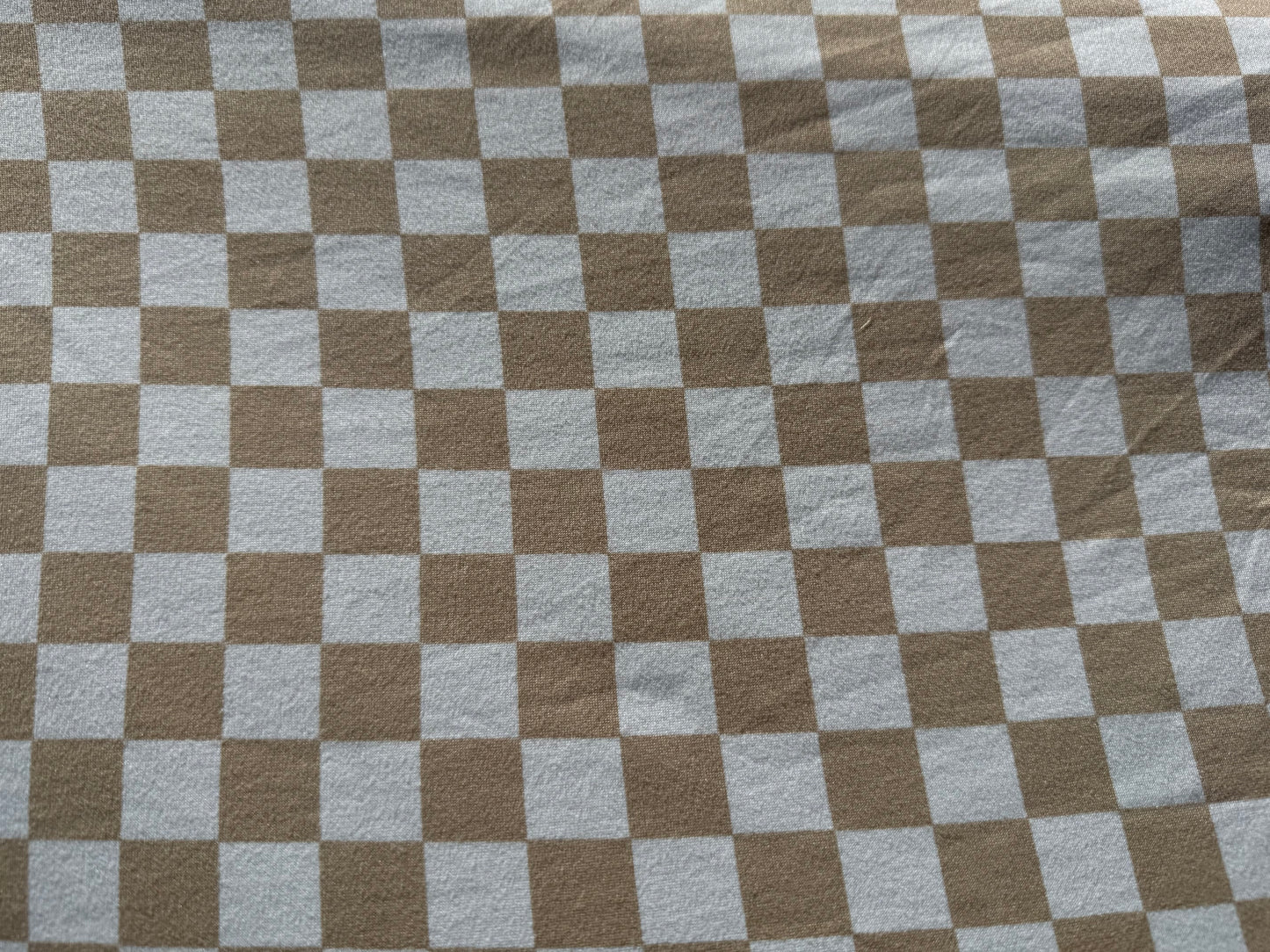 White Beige Checker Plaid Polyester Spandex "Casual Checkers"