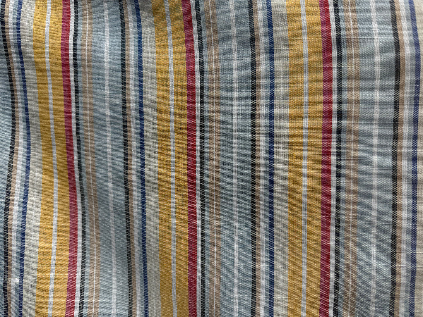 Blue Yellow Blue Red Vertical Stripe Cotton Gauze Woven "Pismo Beach"