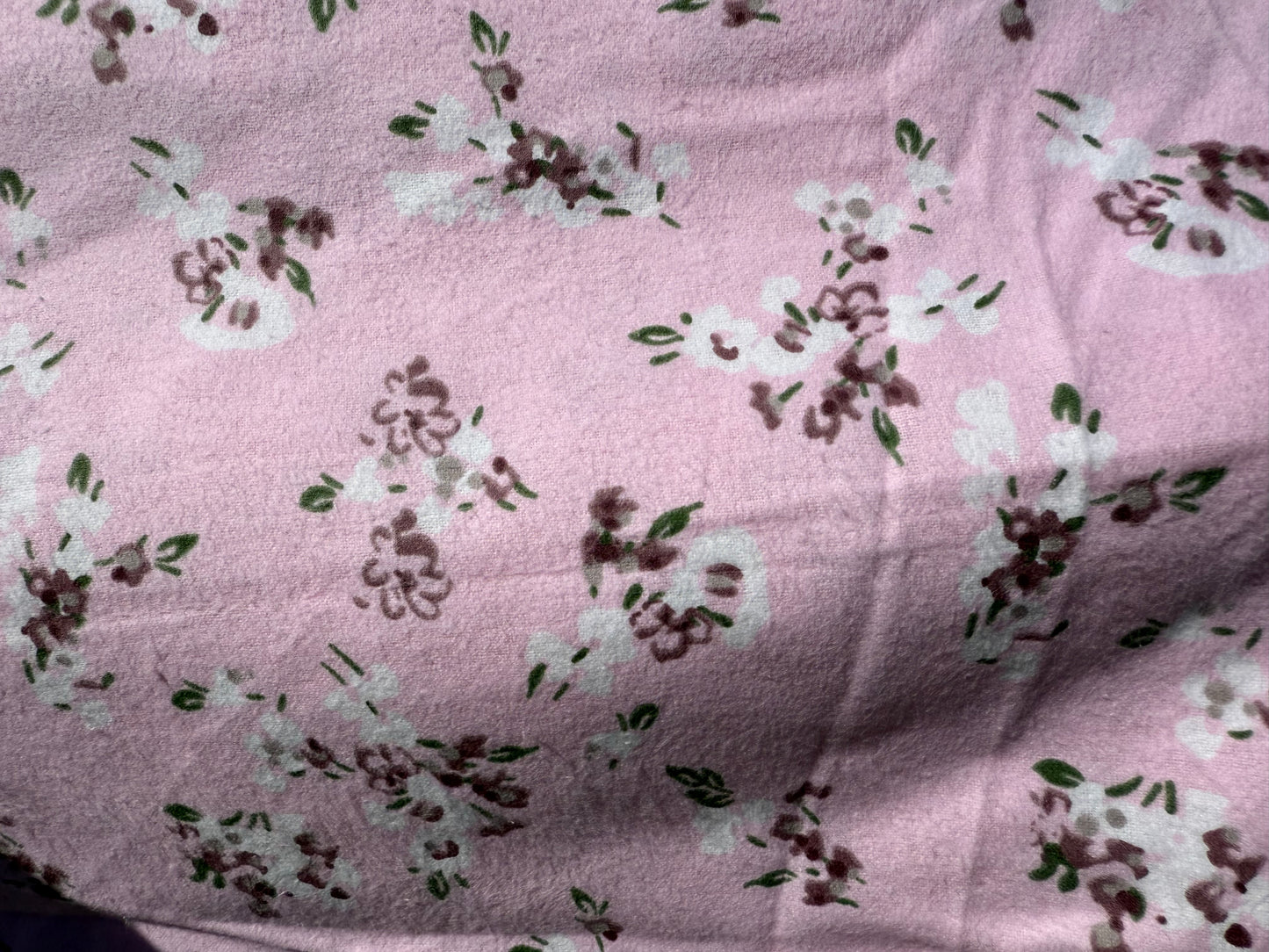 Pink White Green Floral Print Cotton Flannel "Softer Side"