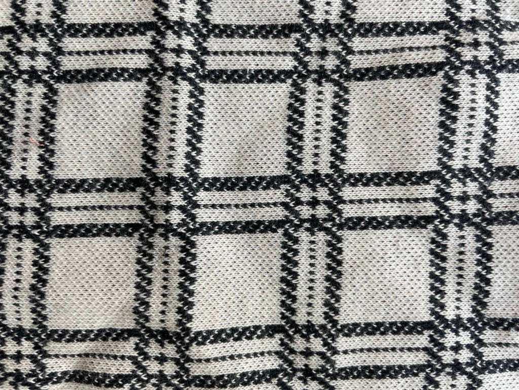 White Black Plaid Polyester Spandex Ponte Knit "Classic Dion"