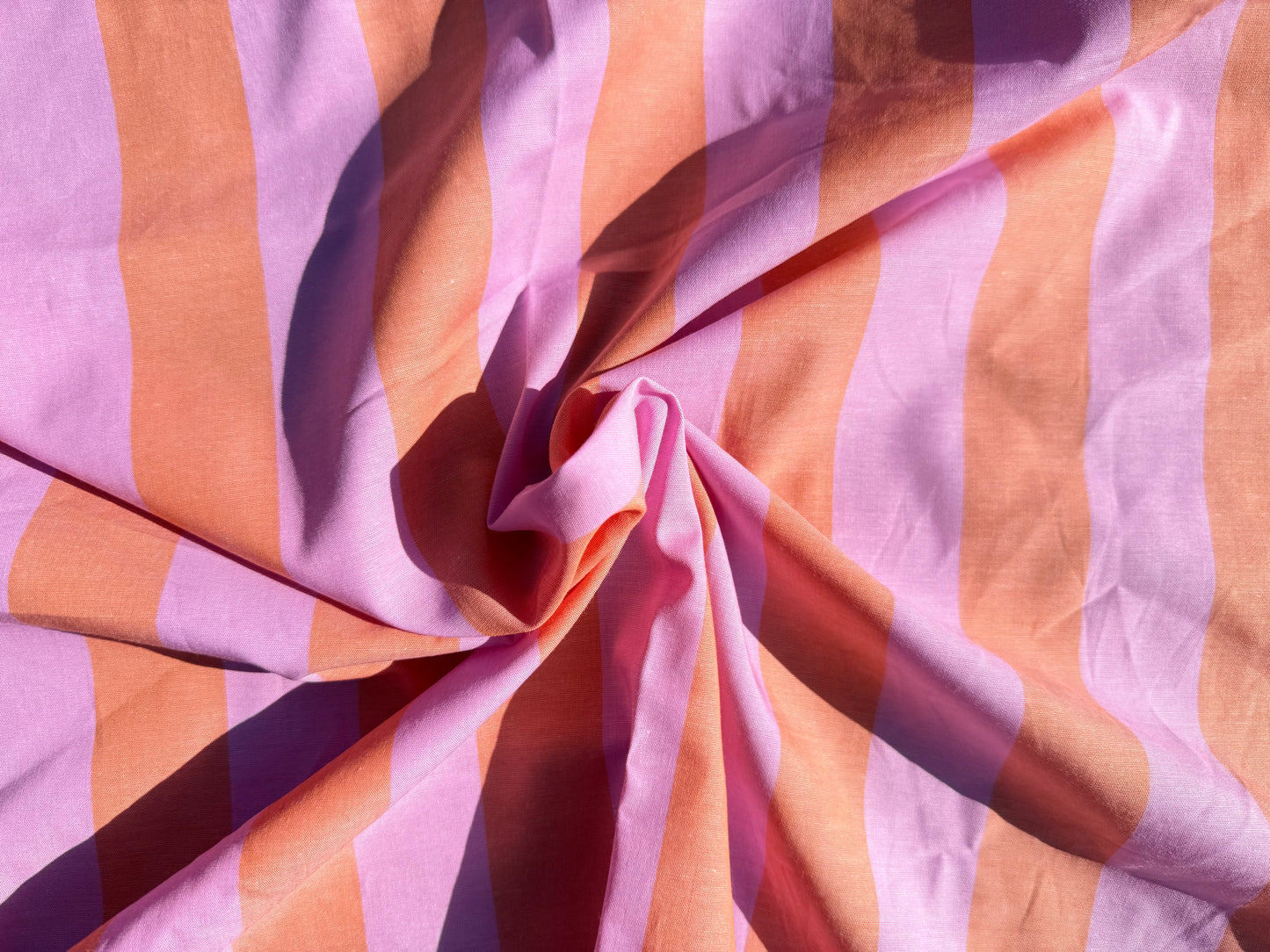 Pink Orange Stripe Poplin Shirting Woven "Electro Summer"