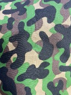 Green Black Tan Brown Camo Army Print Cotton Poplin Woven "Camo Cutie"