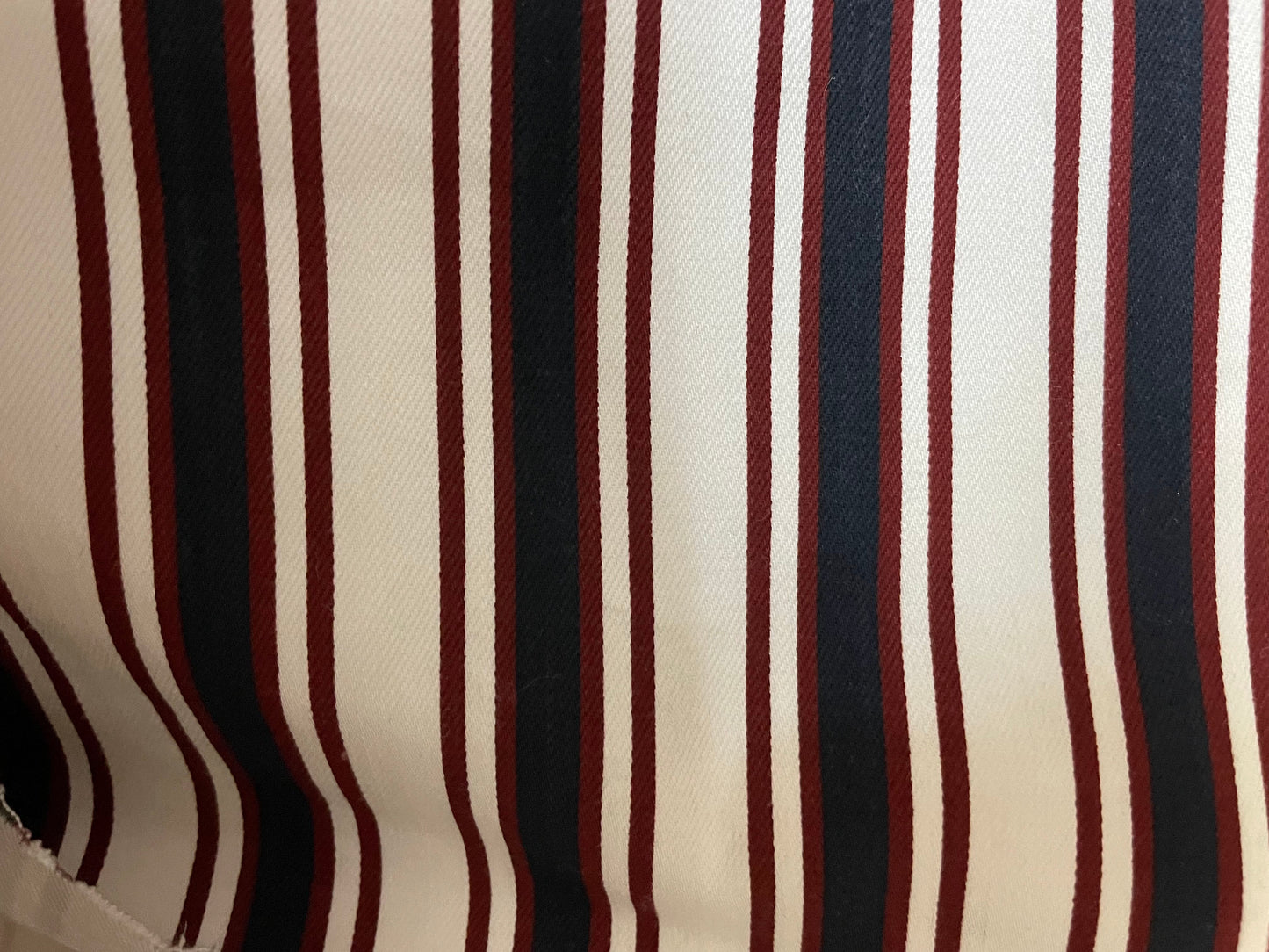 Red Blue White Printed Stripe Cotton Spandex Denim Twill "Boardwalk Talk"