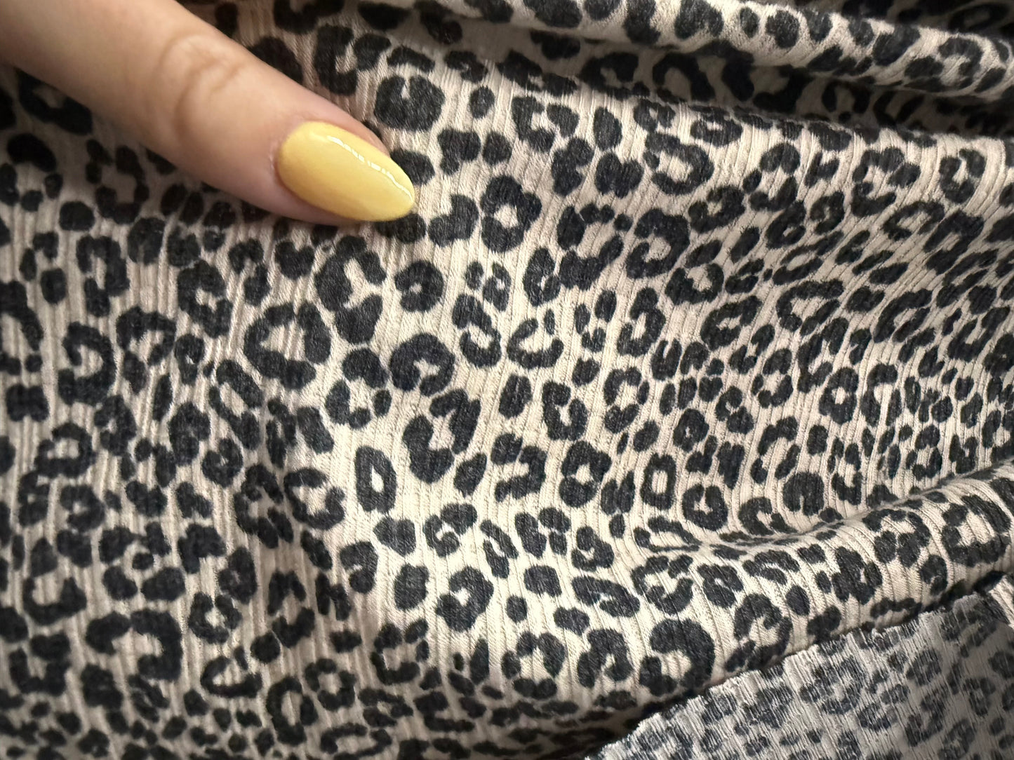 Warm White Black Leo Thermal Rib Cotton Spandex Knit “ Cozy Rebel”