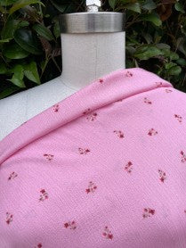Pink Red Ditsy Floral Rayon Crepe Woven "Blush Garden"